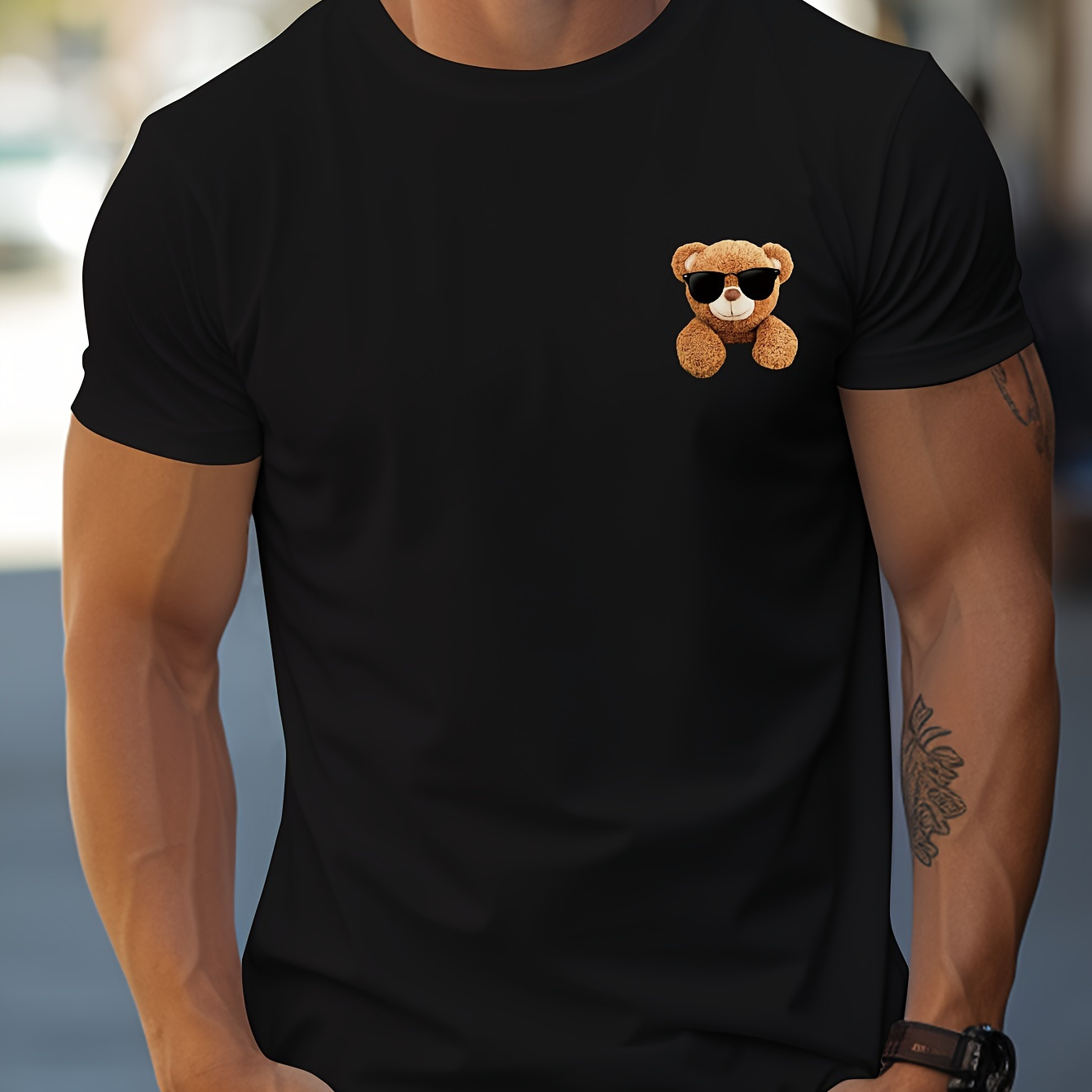 

Men's Handsome Bear Tee, Short-sleeve T-shirt, Casual Wear, Men's Clothing