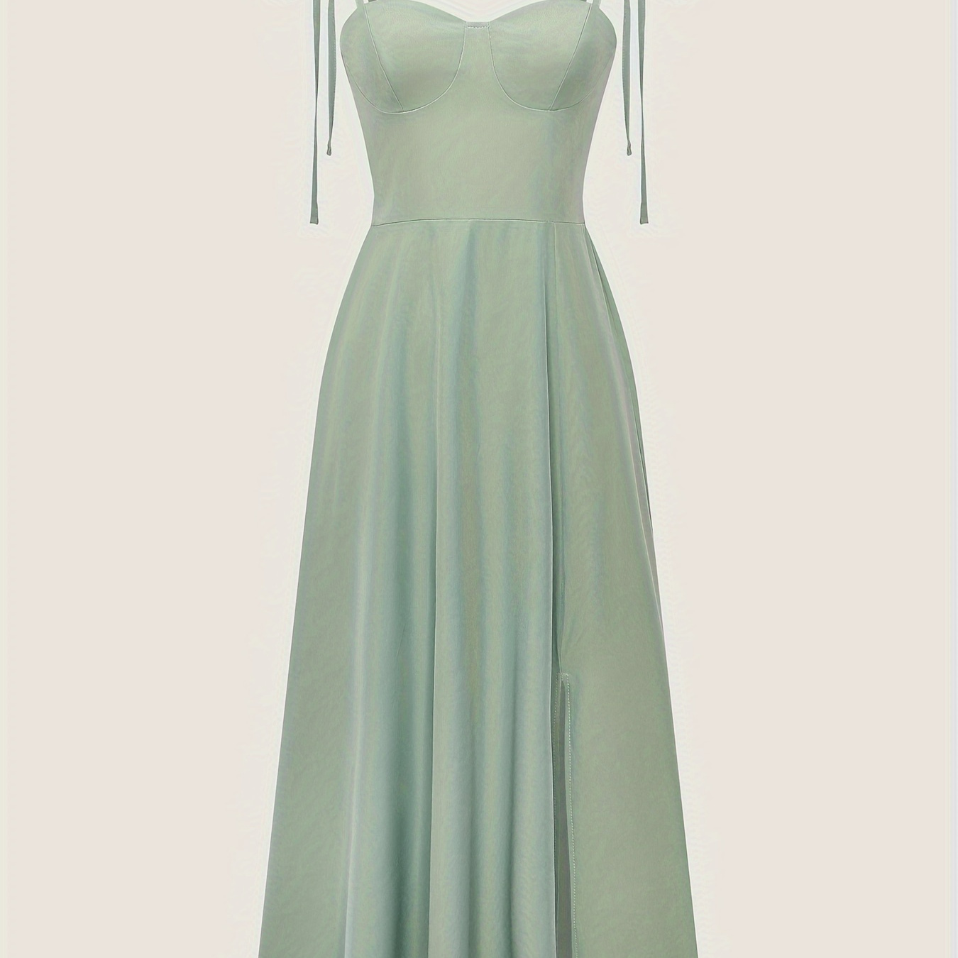 

Solid A Line Spaghetti Strap Dress, Elegant Split Backless Cami Dress, Women's Clothing