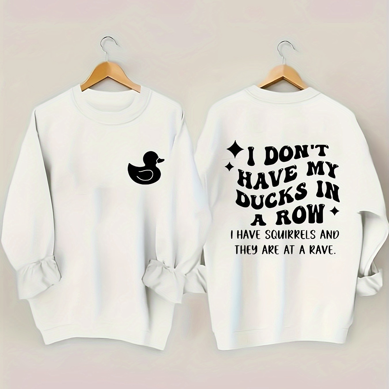 

Plus Size Duck & Letter Print Sweatshirt, Casual Long Sleeve Crew Neck Sweatshirt, Women's Plus Size Clothing