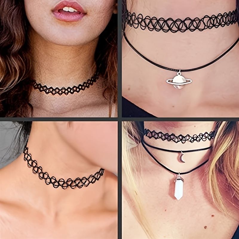 Sexy Punk Heart Lace Necklaces Black Velvet Heart Crystal Choker Necklace  For Women Vintage Chockers Collar Retro Neck Jewelry