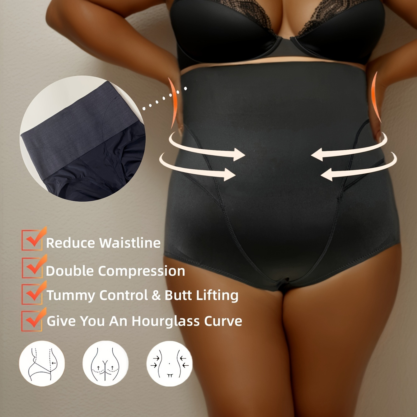 Women's Simple Panty Plus Size Solid Padded Butt Lifting - Temu