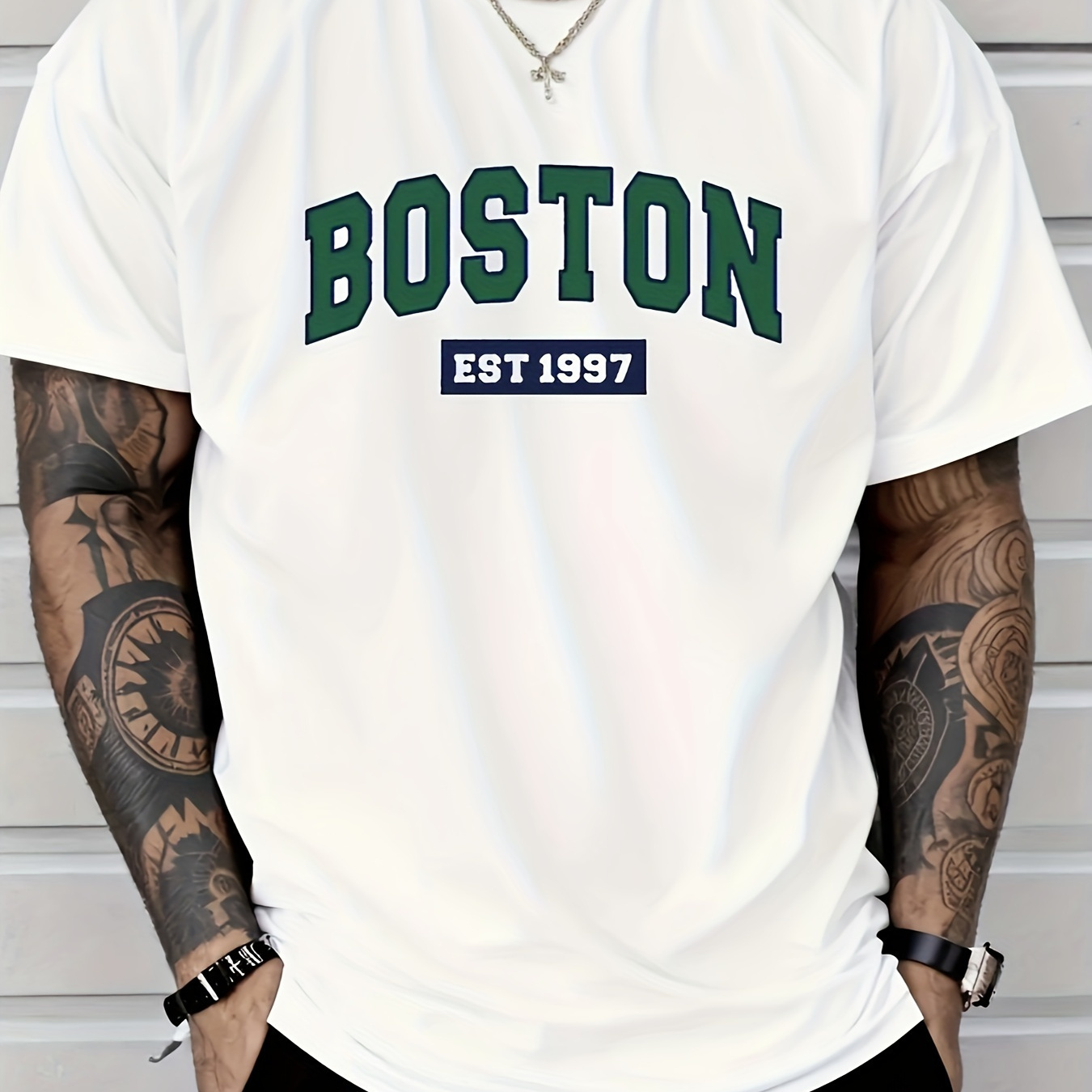 

Men's Boston - Crew Neck, Regular Fit, Durable Stretch, Ideal For Sports & Casual Wear