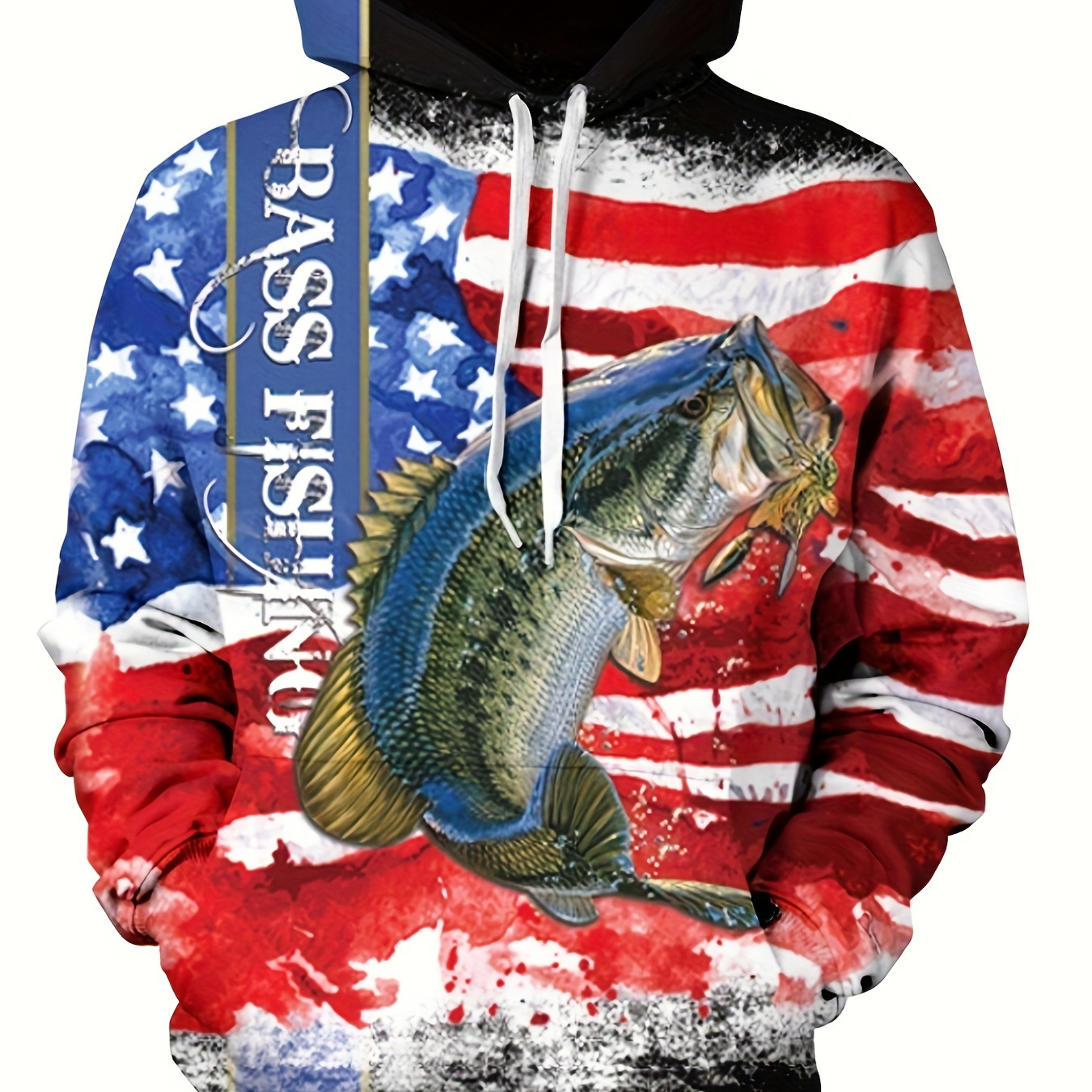 Bass Fishing Print Hoodie, Cool Hoodies For Men, Men's Casual Graphic  Design Hooded Sweatshirt Streetwear For Winter Fall, As Gifts