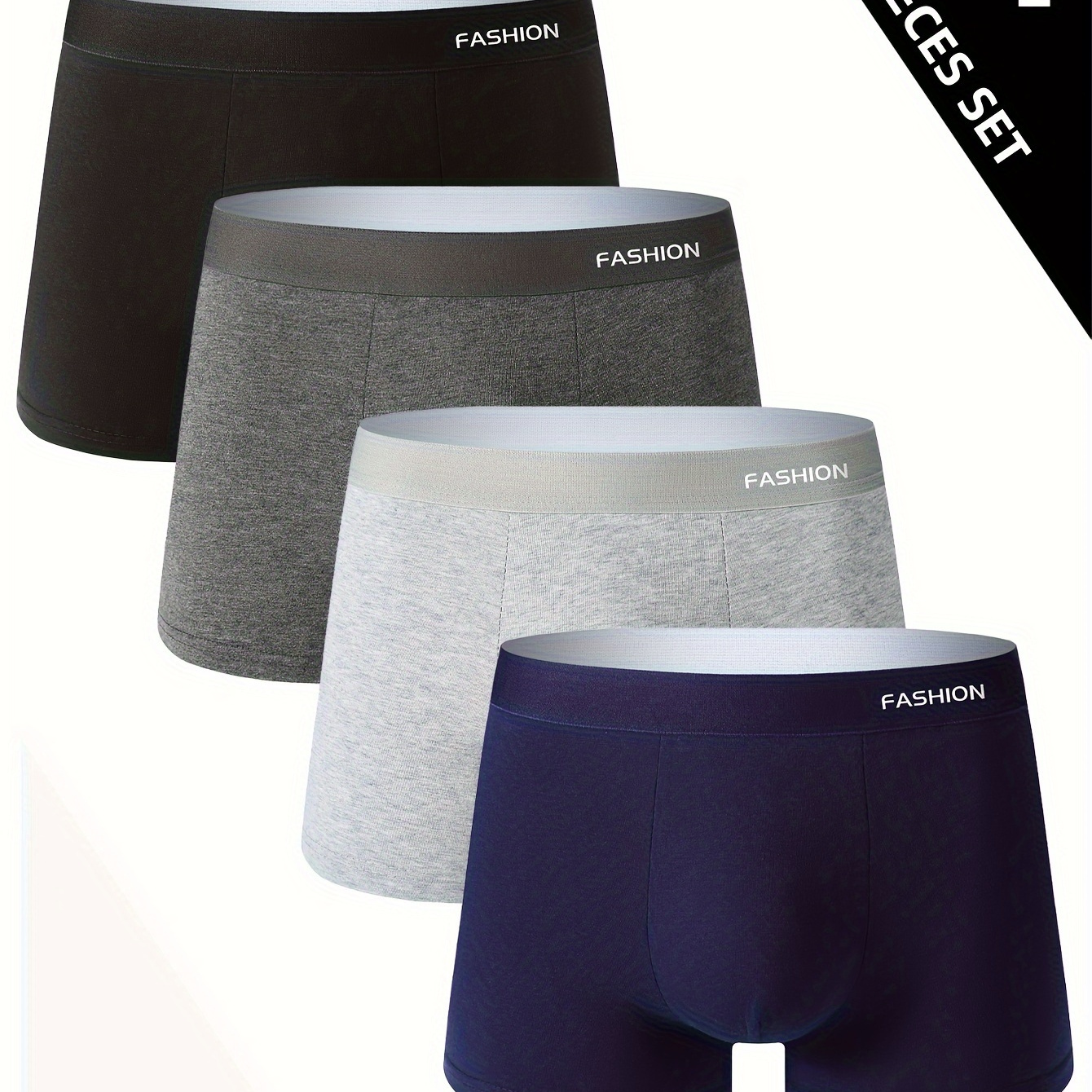 

4pcs Men's Underwear Soft Breathable Comfortable Men's Flat Angle Underwear Plain Trendy Shorts