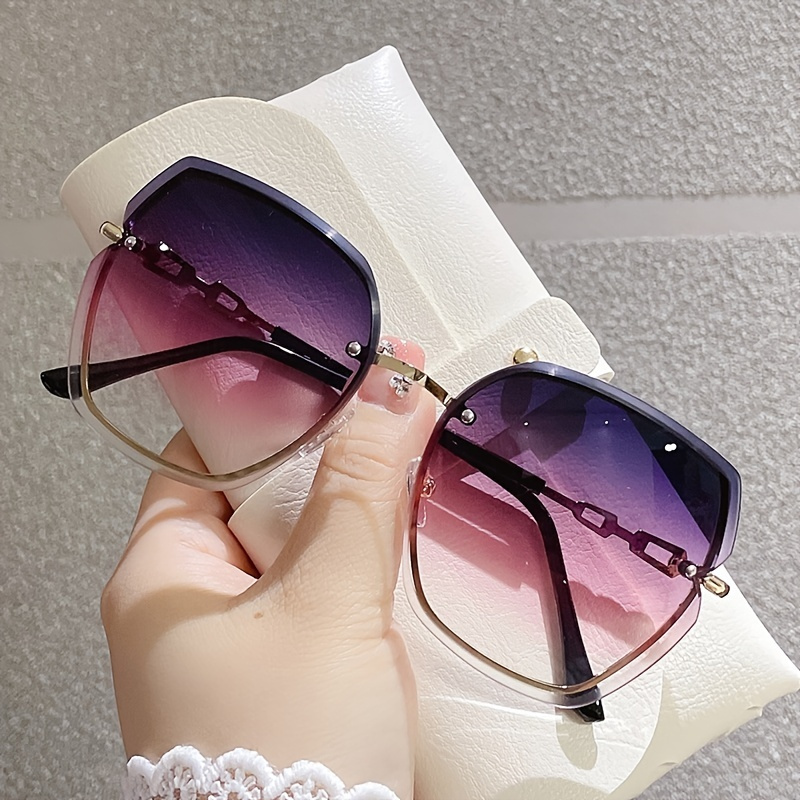 

Frameless Gradient Color Lens Outdoor Sunshade Decoration Oversize Polygon Frame Glasses Fashion Glasses