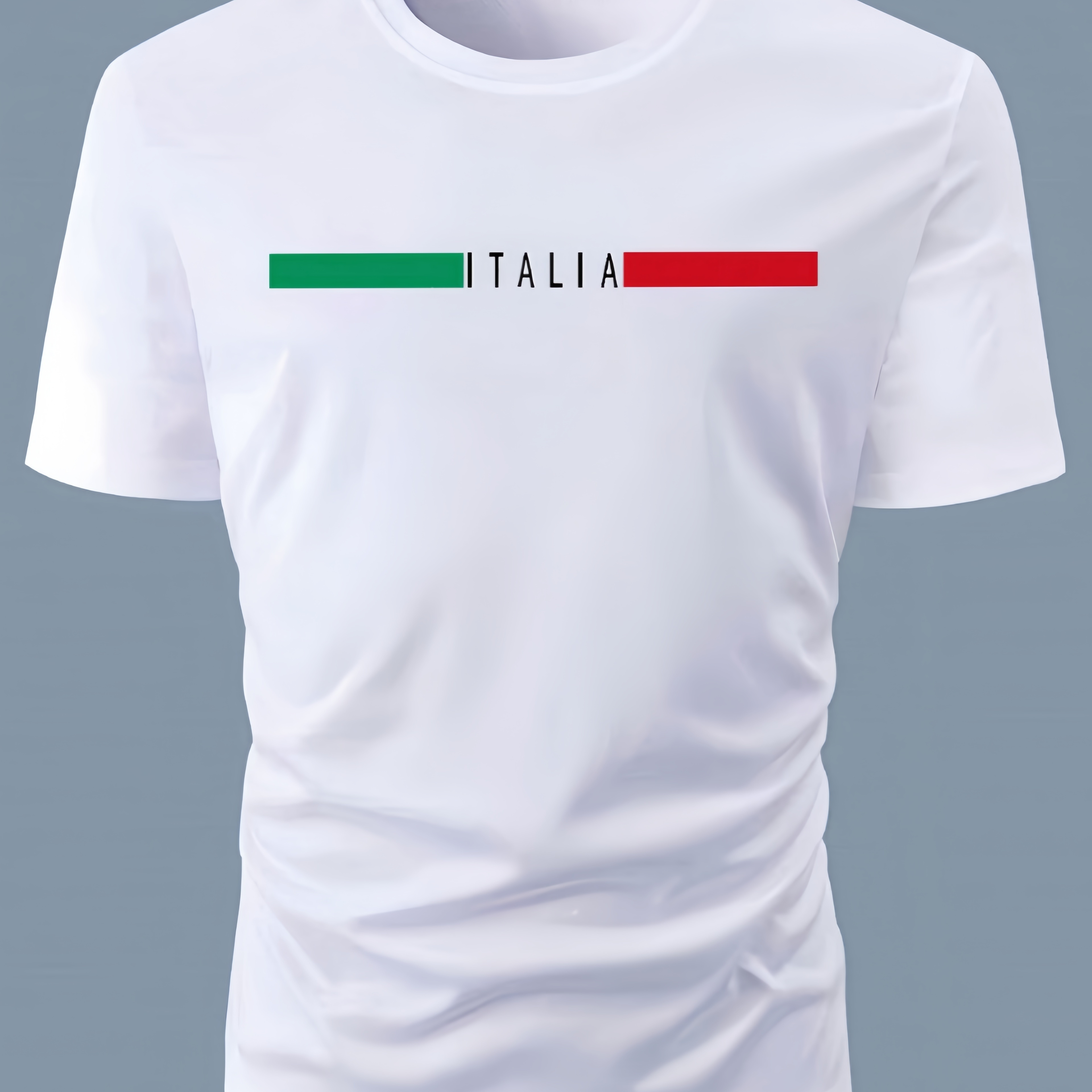 

Italia Print, Men's Graphic Design Crew Neck Active T-shirt, Casual Comfy Tees Tshirts For Summer, Men's Clothing Tops For Daily Gym Workout Running