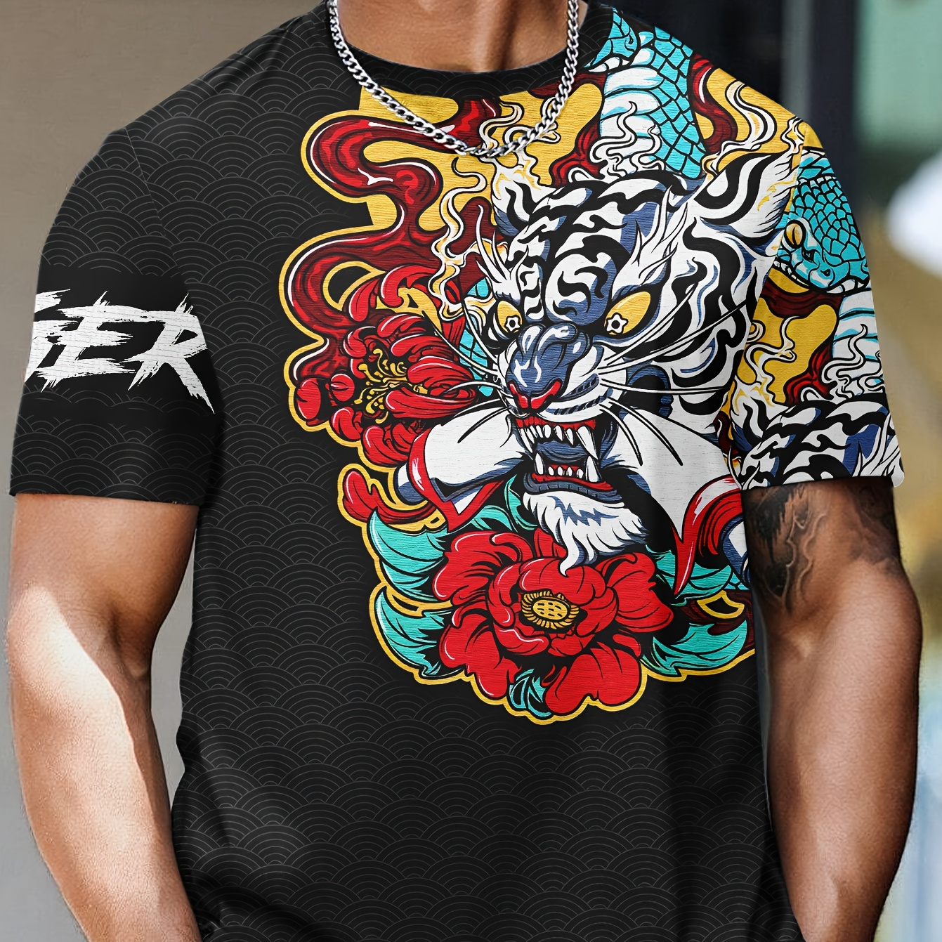 

Men's Trendy Casual Crew Neck Graphic T-shirt With 3d Print For Summer