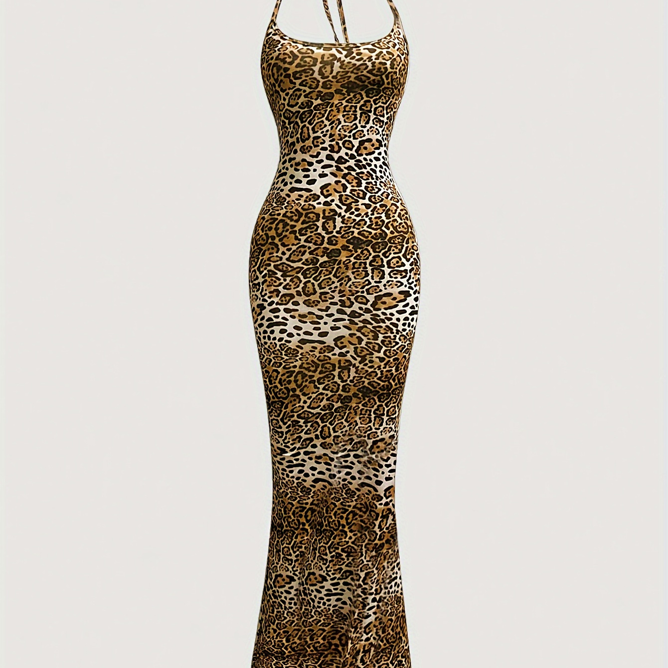 

Leopard Neck Dress, Elegant Bodycon Backless Halter Dress For , Women's Clothing