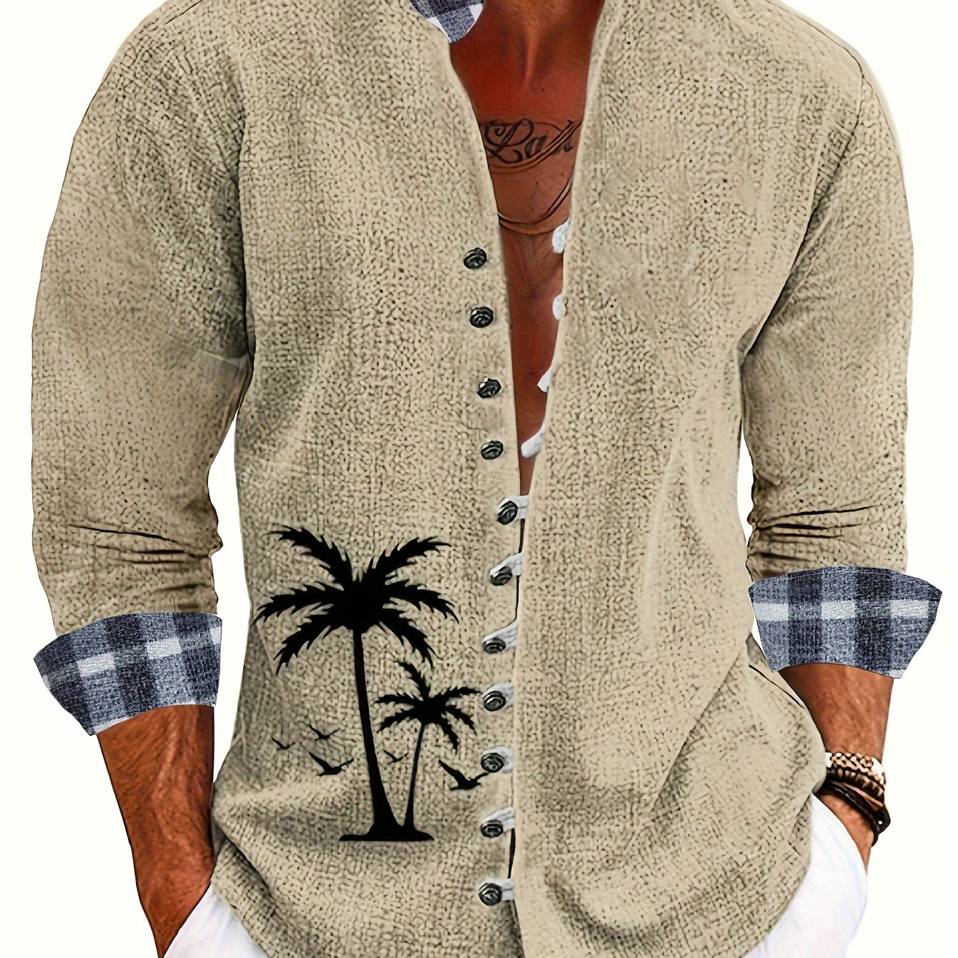 

Men's Tree Shirt - , Stand Collar, Button-up, Polyester, Machine Washable