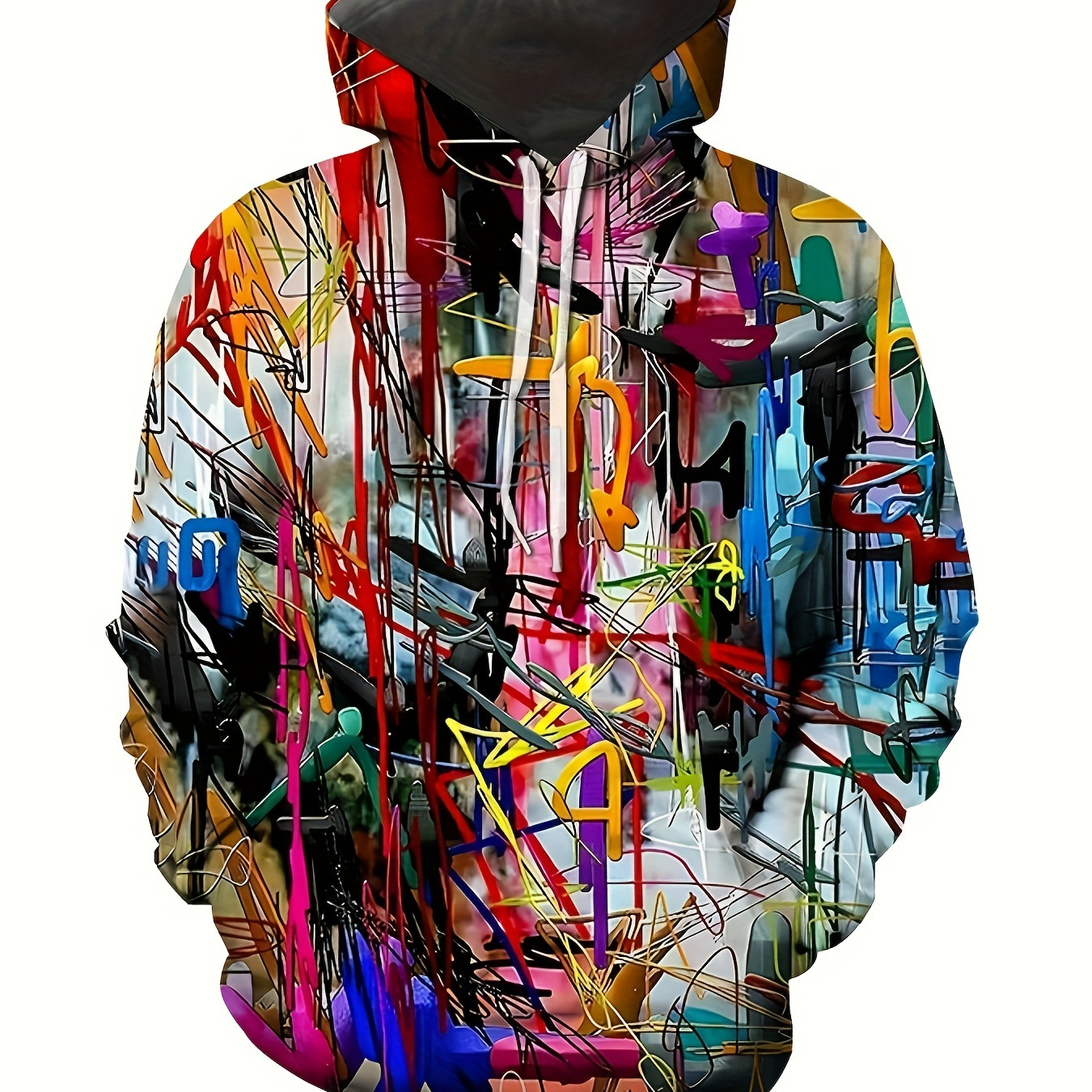 

Stylish Graffiti Print Hoodie For Men, Comfy Long Sleeve Sweatshirt With Hood, Lightweight Breathable Top For Spring/autumn Wear