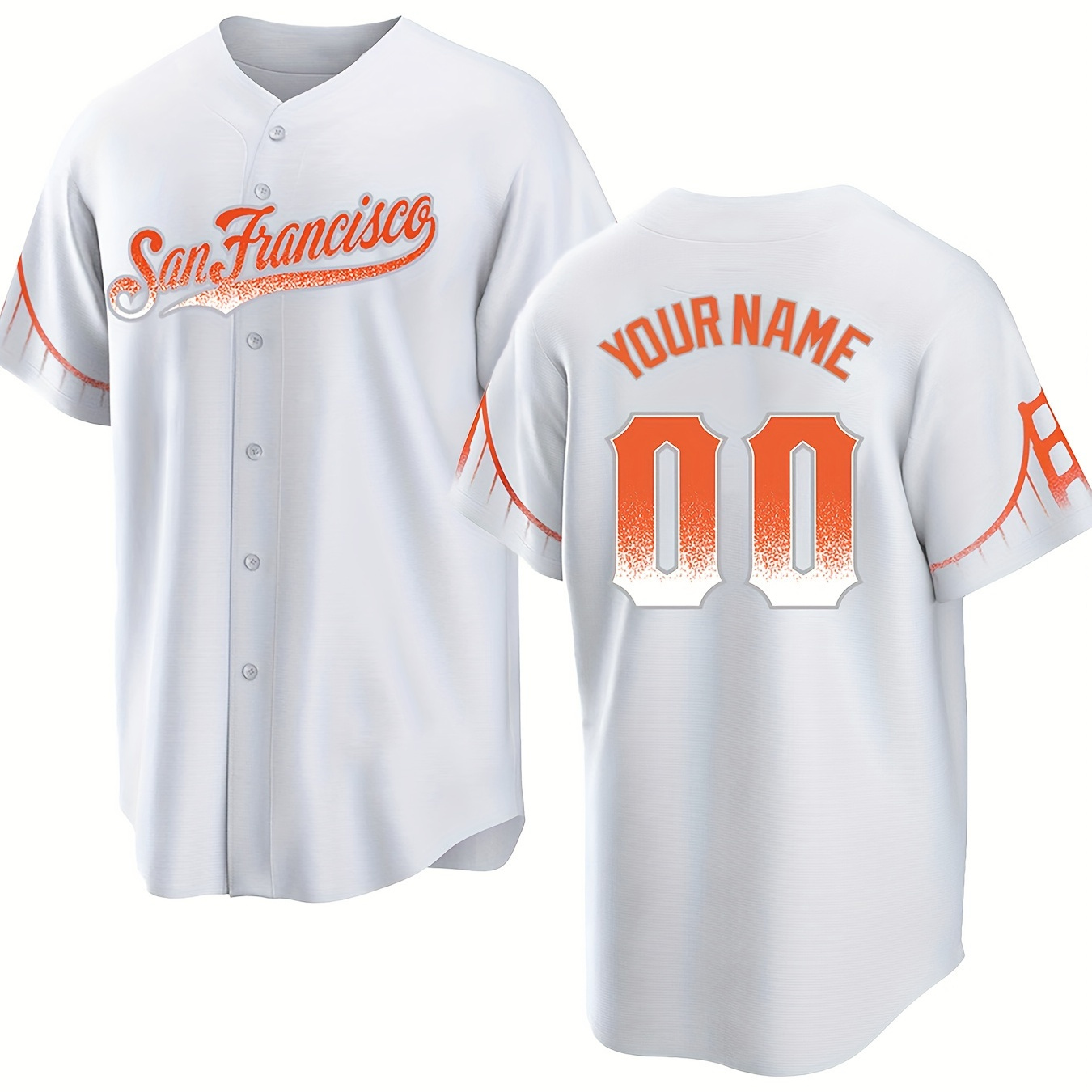 

San Francisco Print Men's Baseball Jersey V Neck T-shirt, With Customizable Name And Number, Breathable Sports Uniform For Training Competition