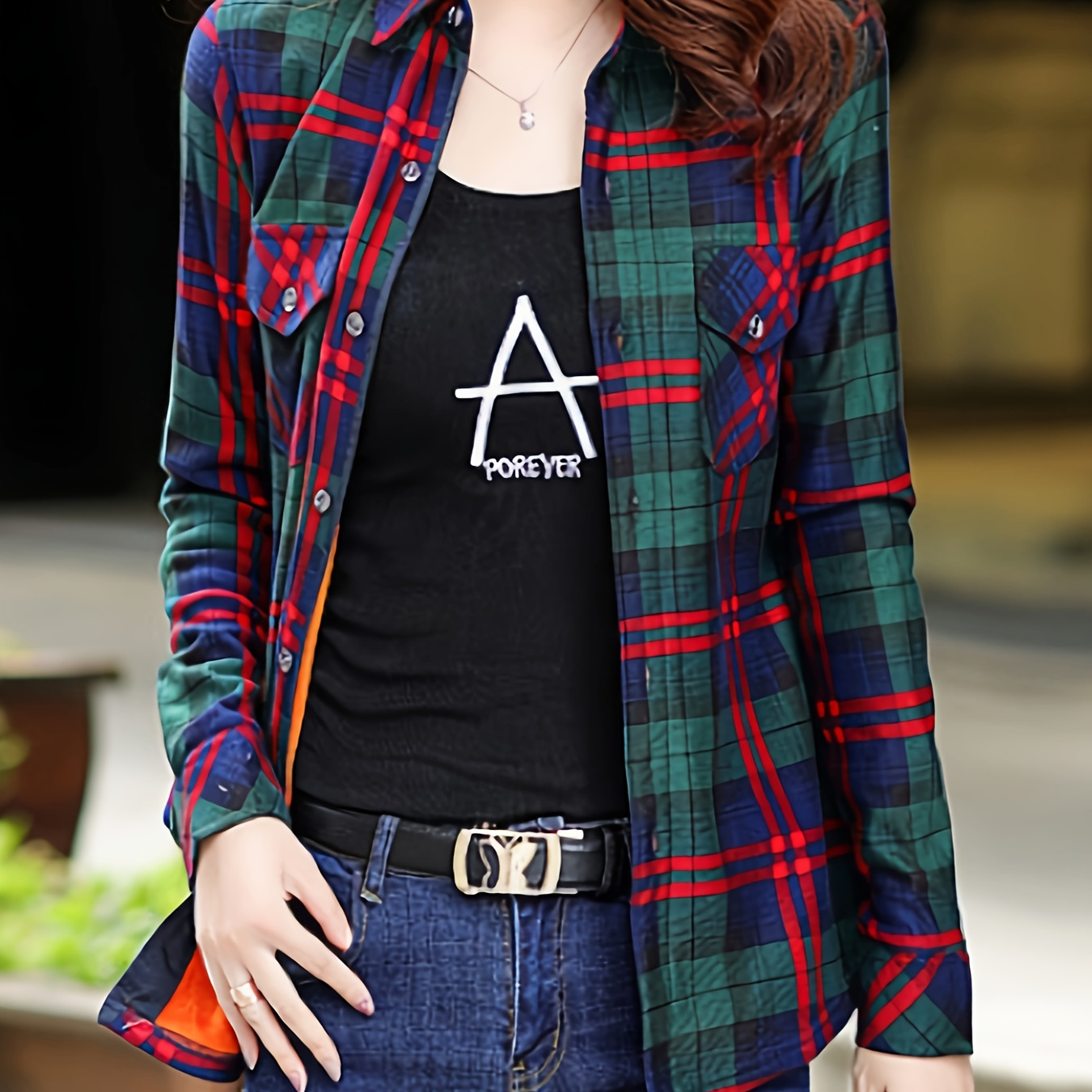 

Cozy Fleece-lined Shirt For Women - Casual Long Sleeve, Button-up With Turn-down Collar, Machine Washable - Fall/winter