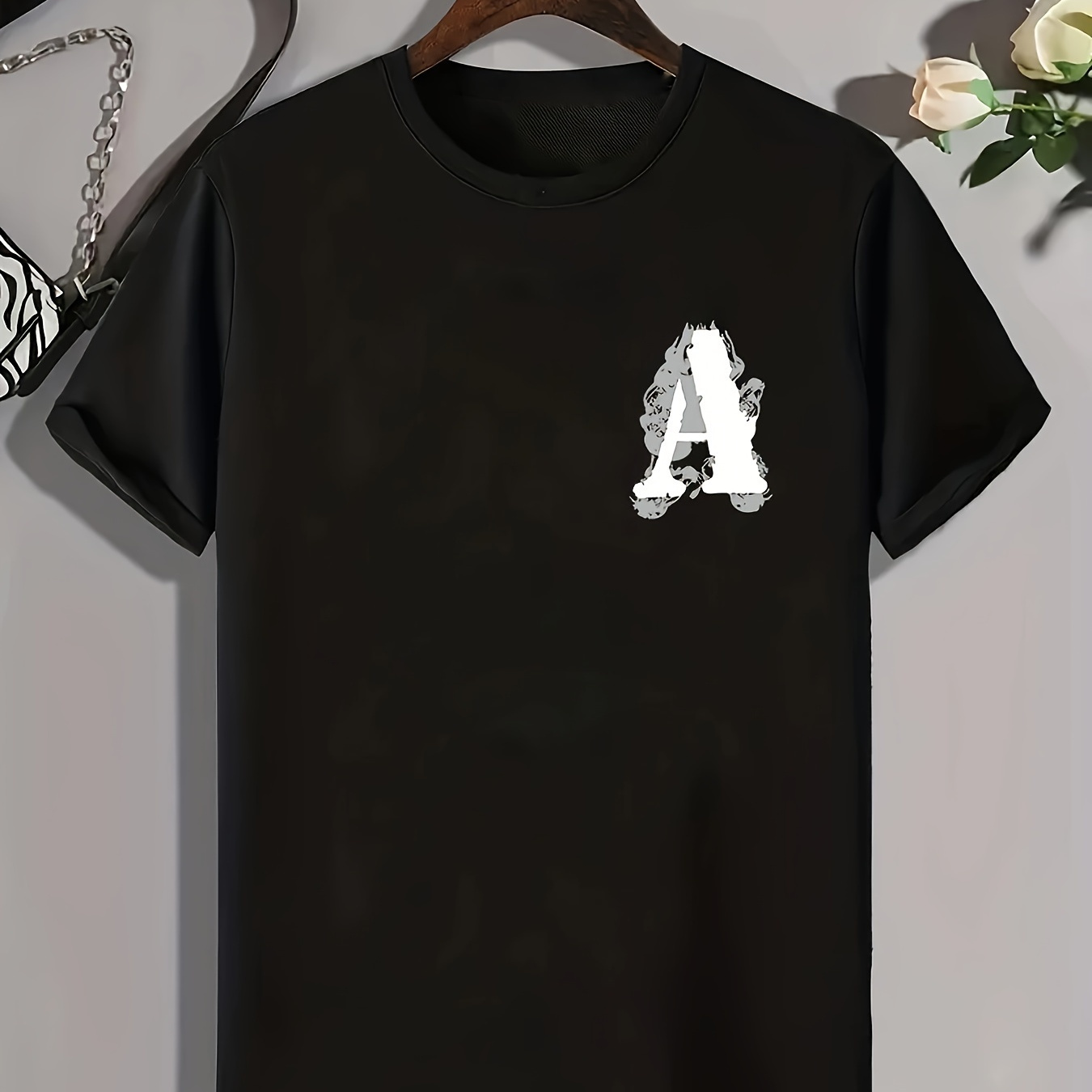 

Stylish Letter A Print Boy's Short Sleeve T-shirt Breathable Loose Comfortable Creative Pattern Casual Top