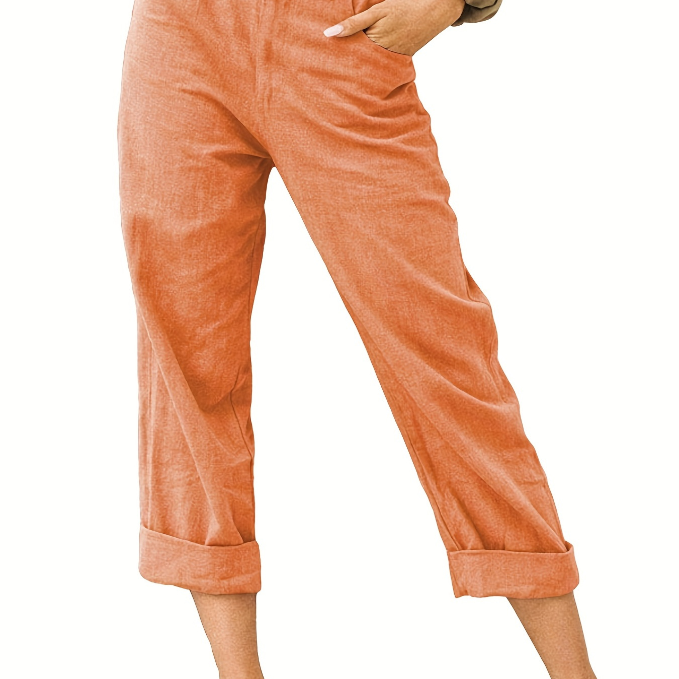 

Wide Leg Solid Pants, Casual Elastic Waist Long Length Pants, Women's Clothing
