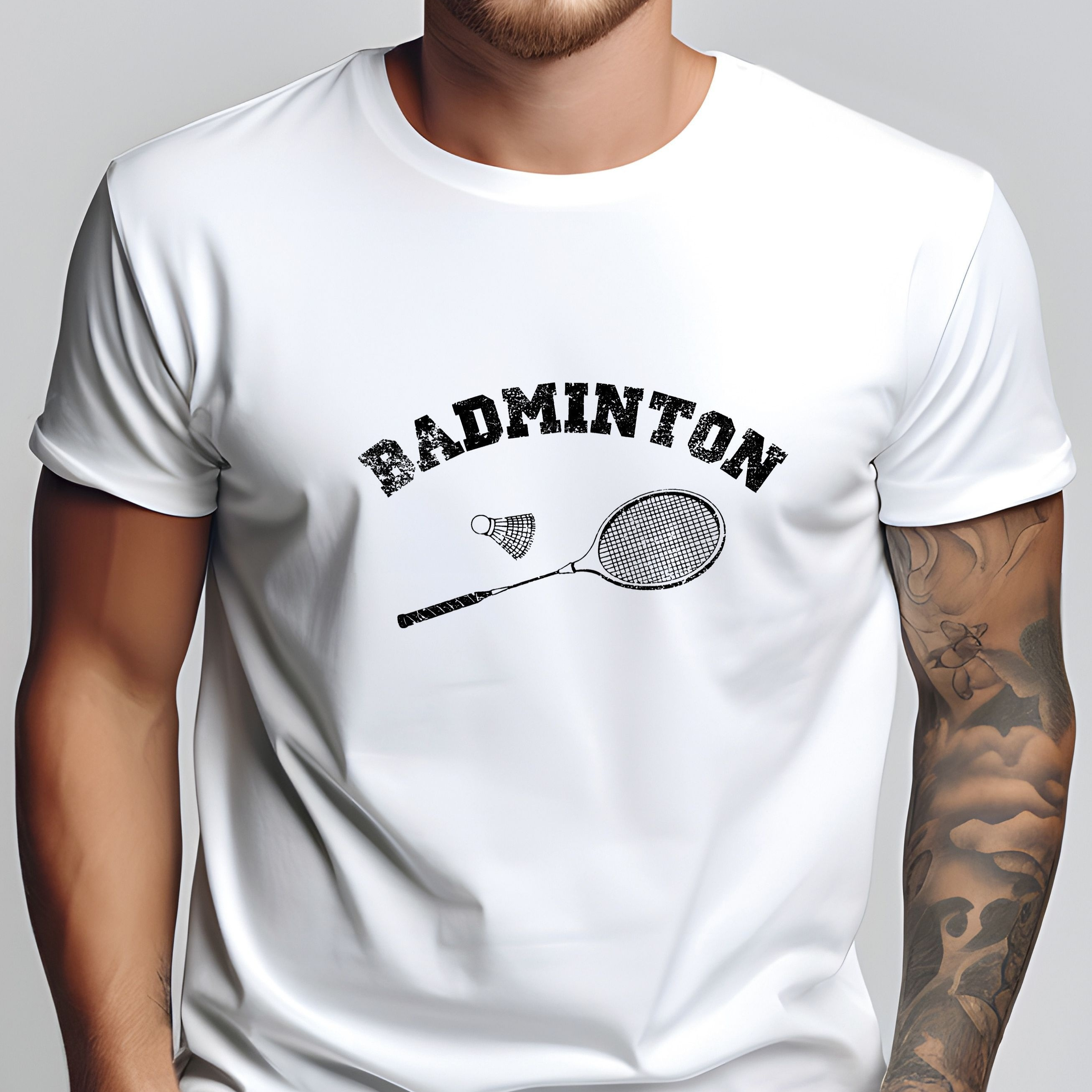 

T-shirt Imprimé Badminton, Hauts Pour Hommes, T-shirt À Manches Courtes Décontracté Pour L'été