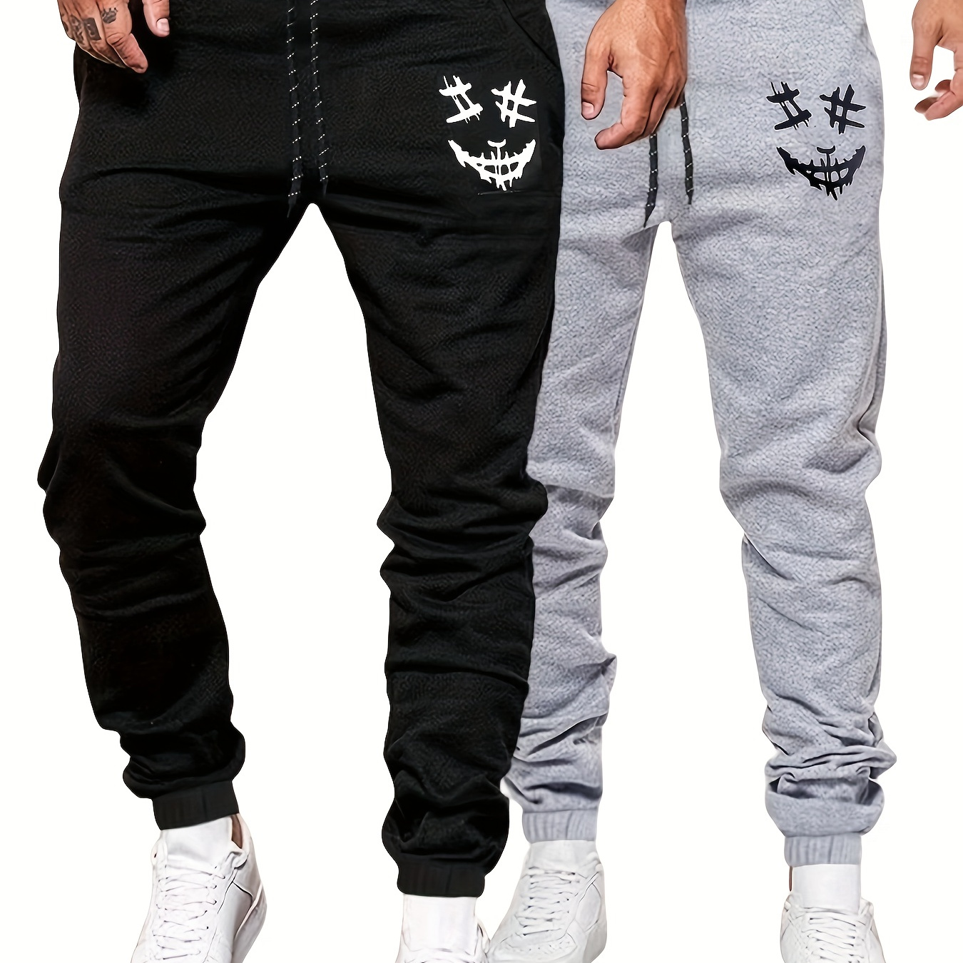 

Two-pack Men' Color Waist Drawstring Sports Trousers Jogging Pants