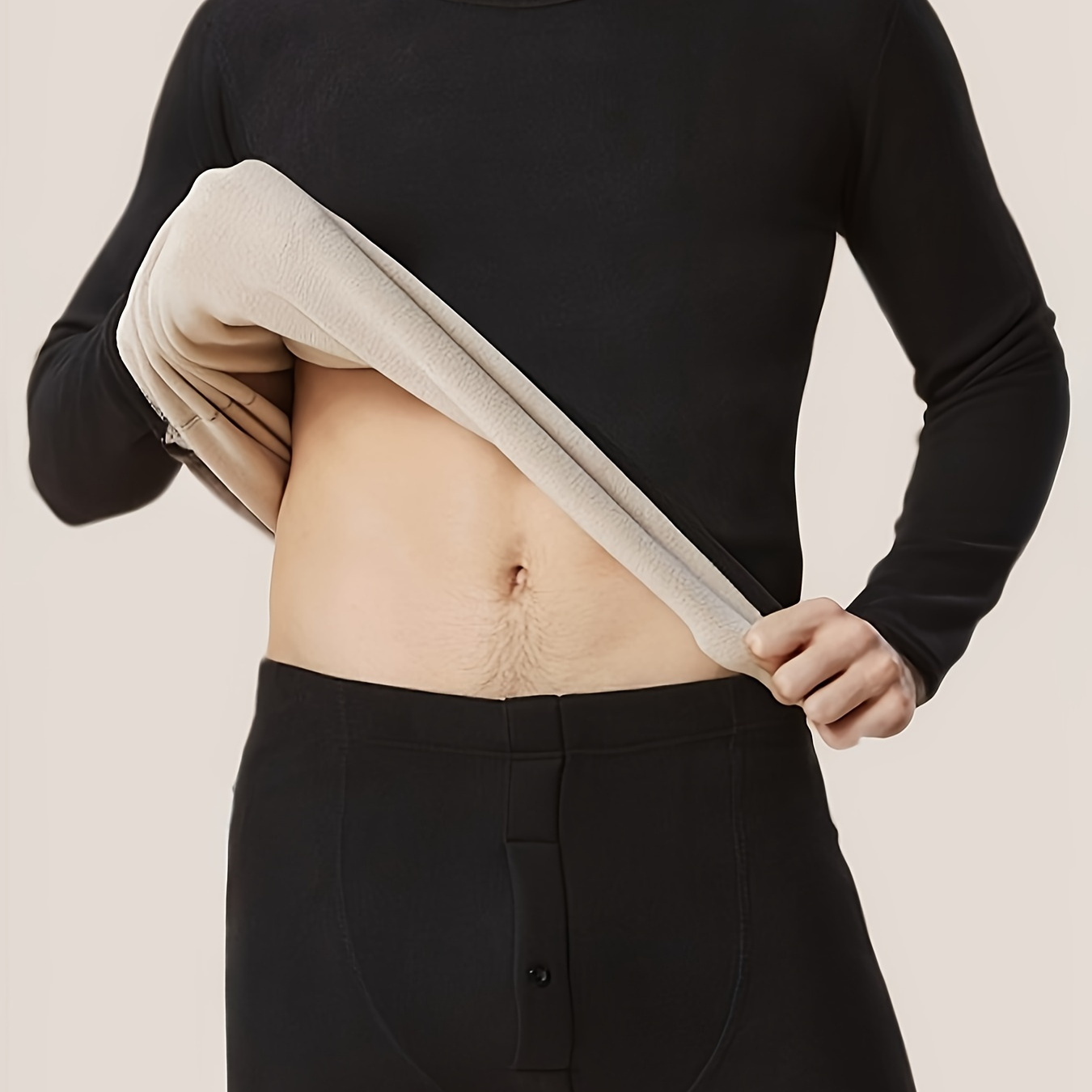 

Men's Autumn And Winter Thermal Underwear Set, Featuring Thickened Alpaca Fleece, Includes A Long-sleeve Top And Pants, Or Sleepwear.