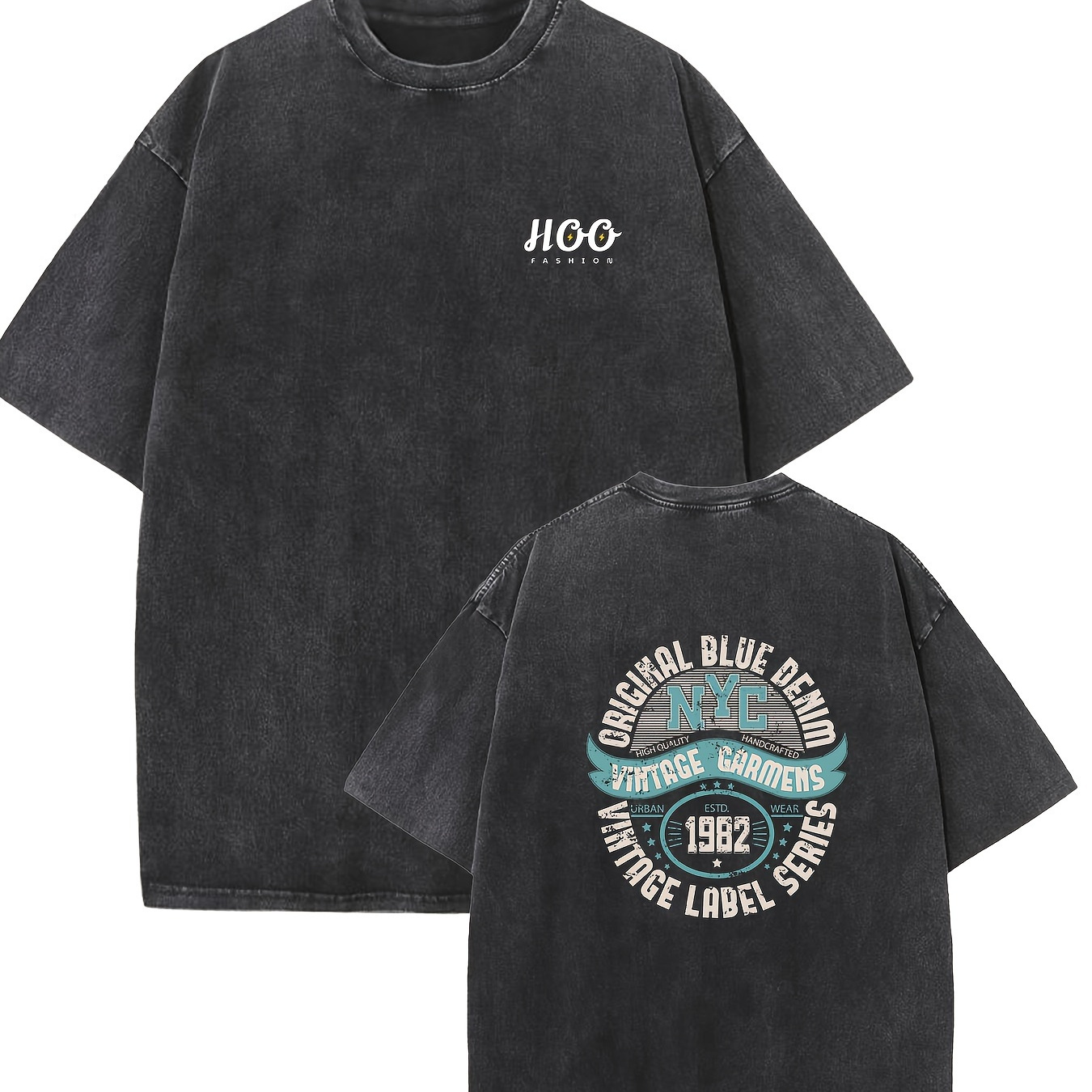 

1982 " Print Oversized Cotton Solid Drop Shoulder T Shirts Formen Vintage Streetwear Basic Tees Baggy Hip Hop Unisex Tops Acid Wash Tshirt