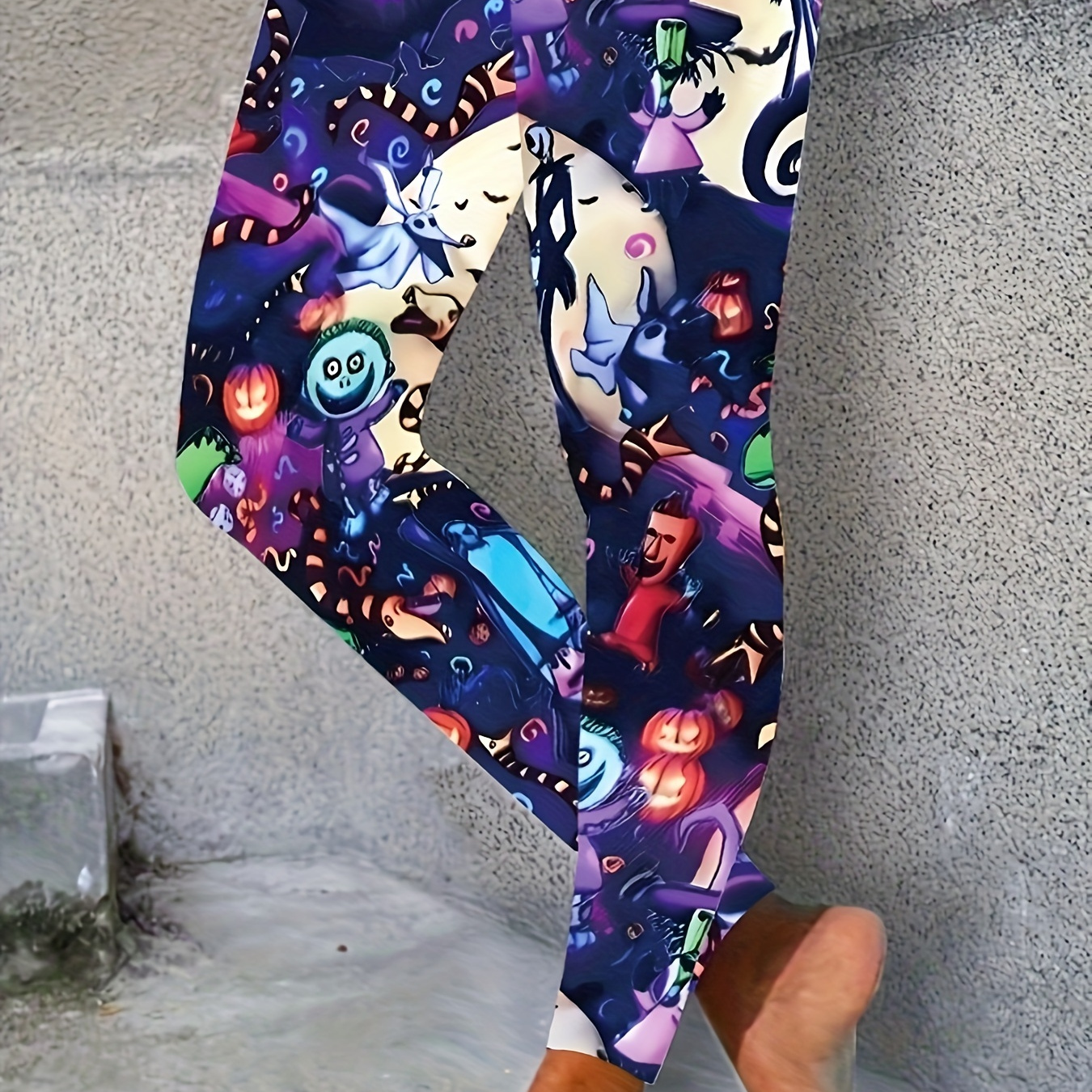 

Cartoon Allover Print Skinny Leggings, Casual High Waist Every Day Stretchy Leggings, Women's Clothing