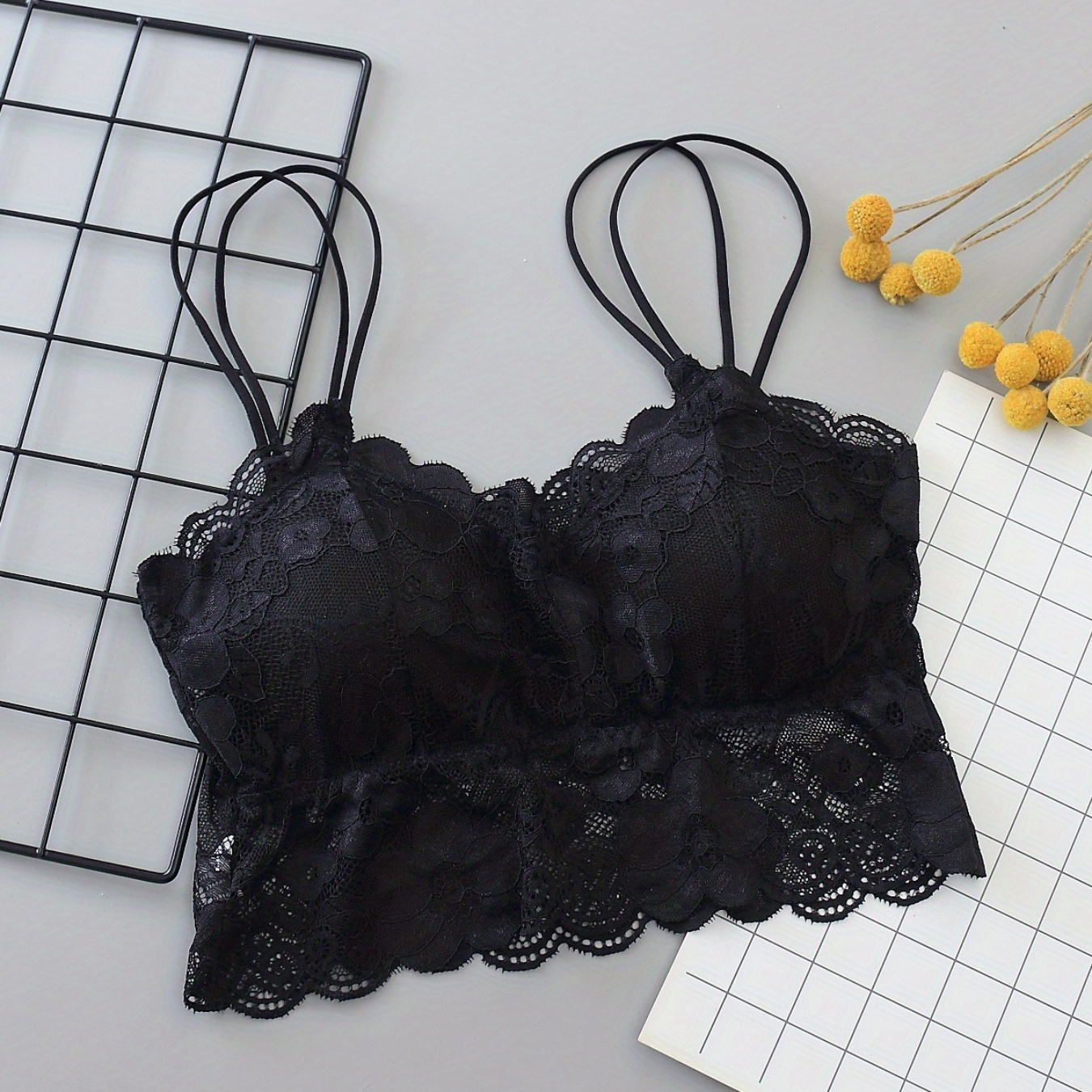 Stunning Black Lace Bralette with Spaghetti Straps
