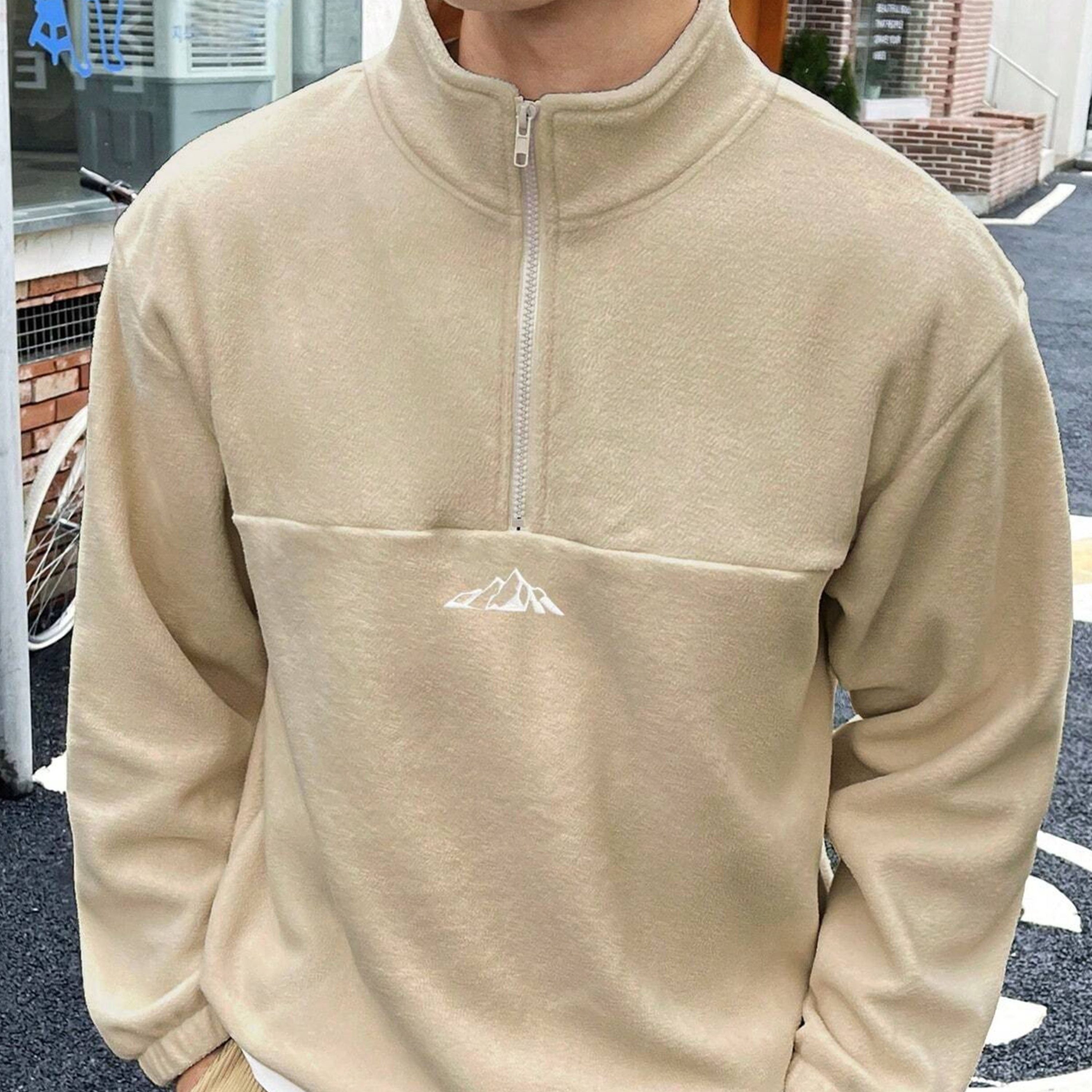 

Men's Comfy Half-zipped Pullover Sweatshirt, Stylish Long Sleeve Tee, Casual For