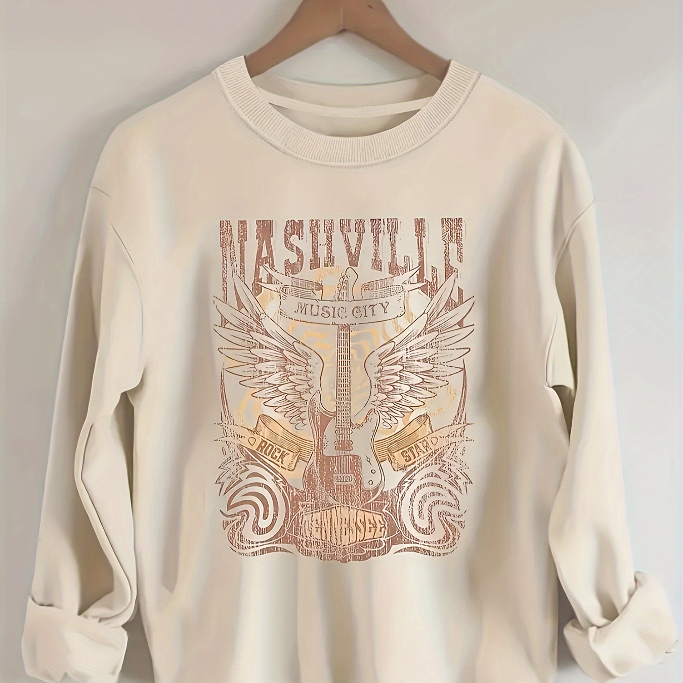 

Neck Sweatshirt, Casual Long Sleeve Sweatshirt For Spring & Fall, Women's Clothing