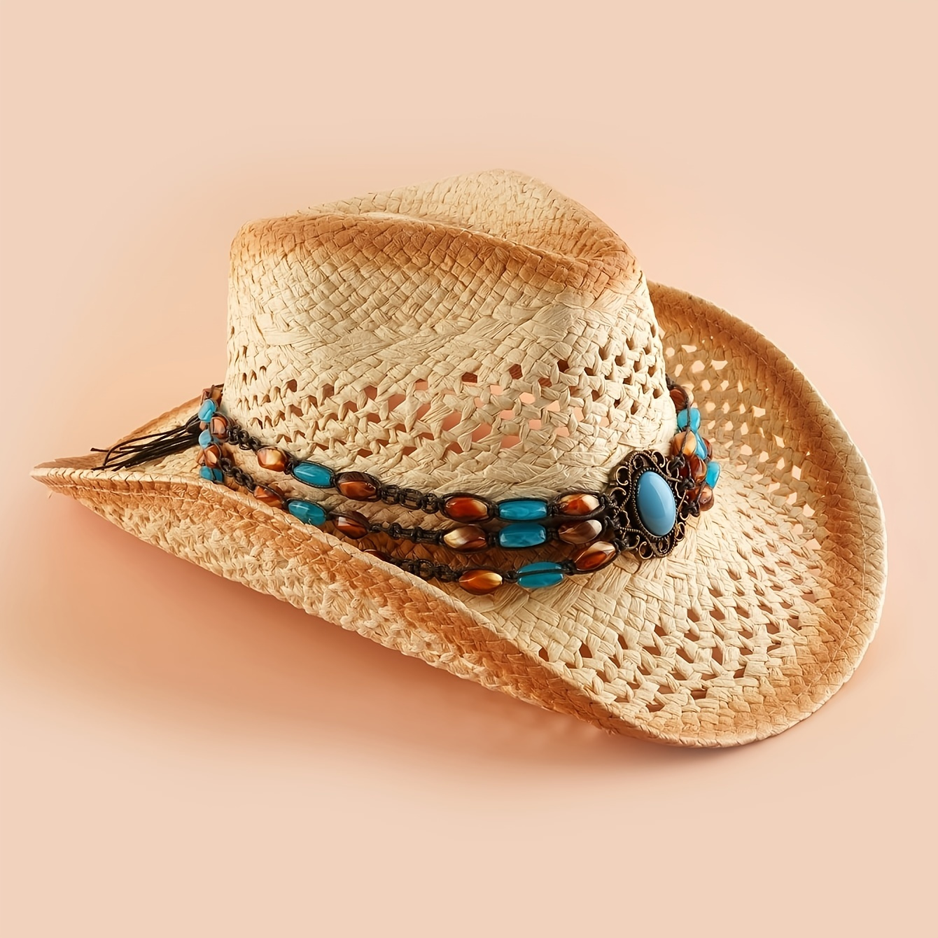 Western Cowboy Hat With Wide Brim, Alloy Feather Beads, And Panama Drop  Design Perfect For Summer Beach Boho Style Accessories For Women And Men  DH0Ij From New_dhbest, $6.03