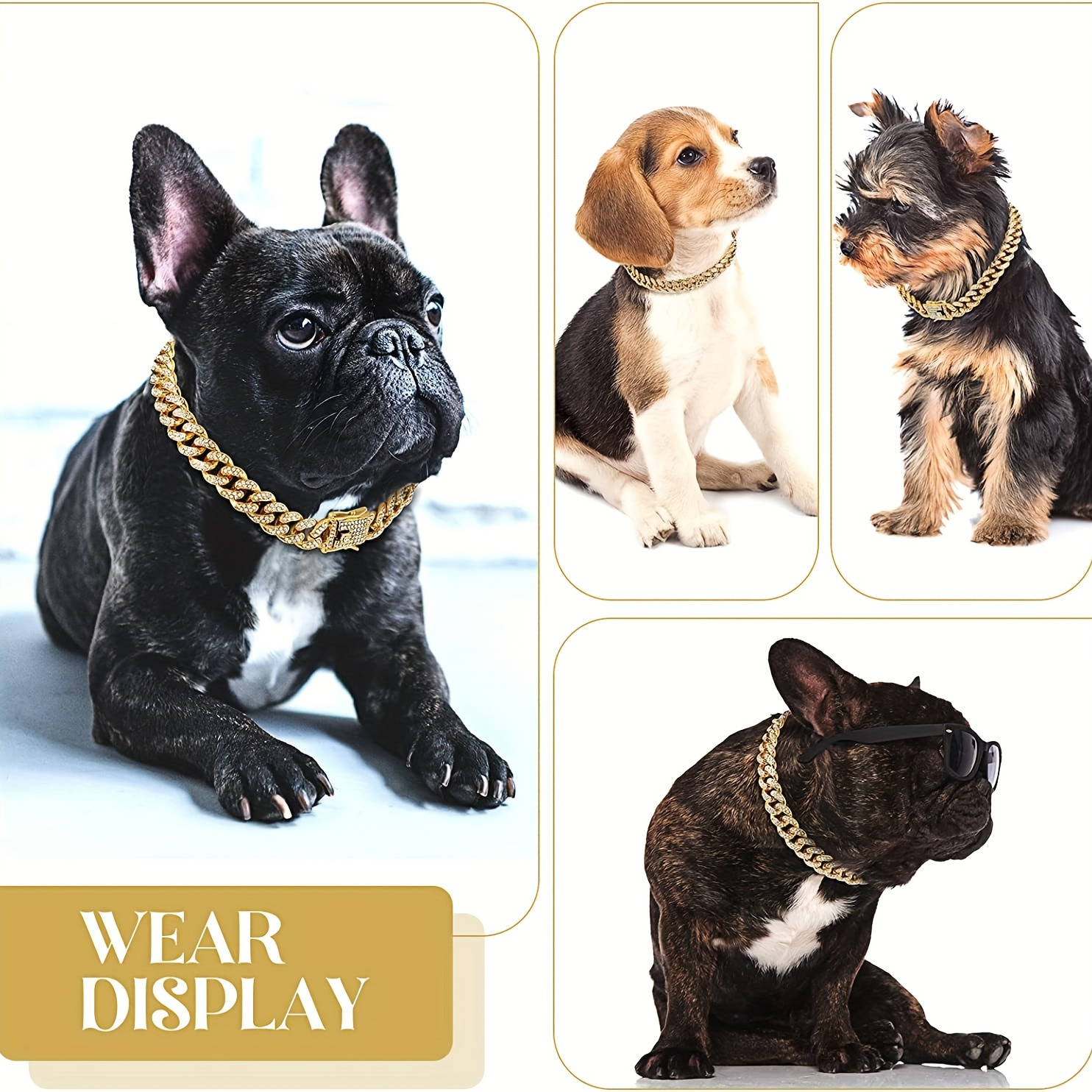 

Sparkling Diamond Cuban Chain Collar For Dogs - Secure Buckle & Walking Metal Chain Design
