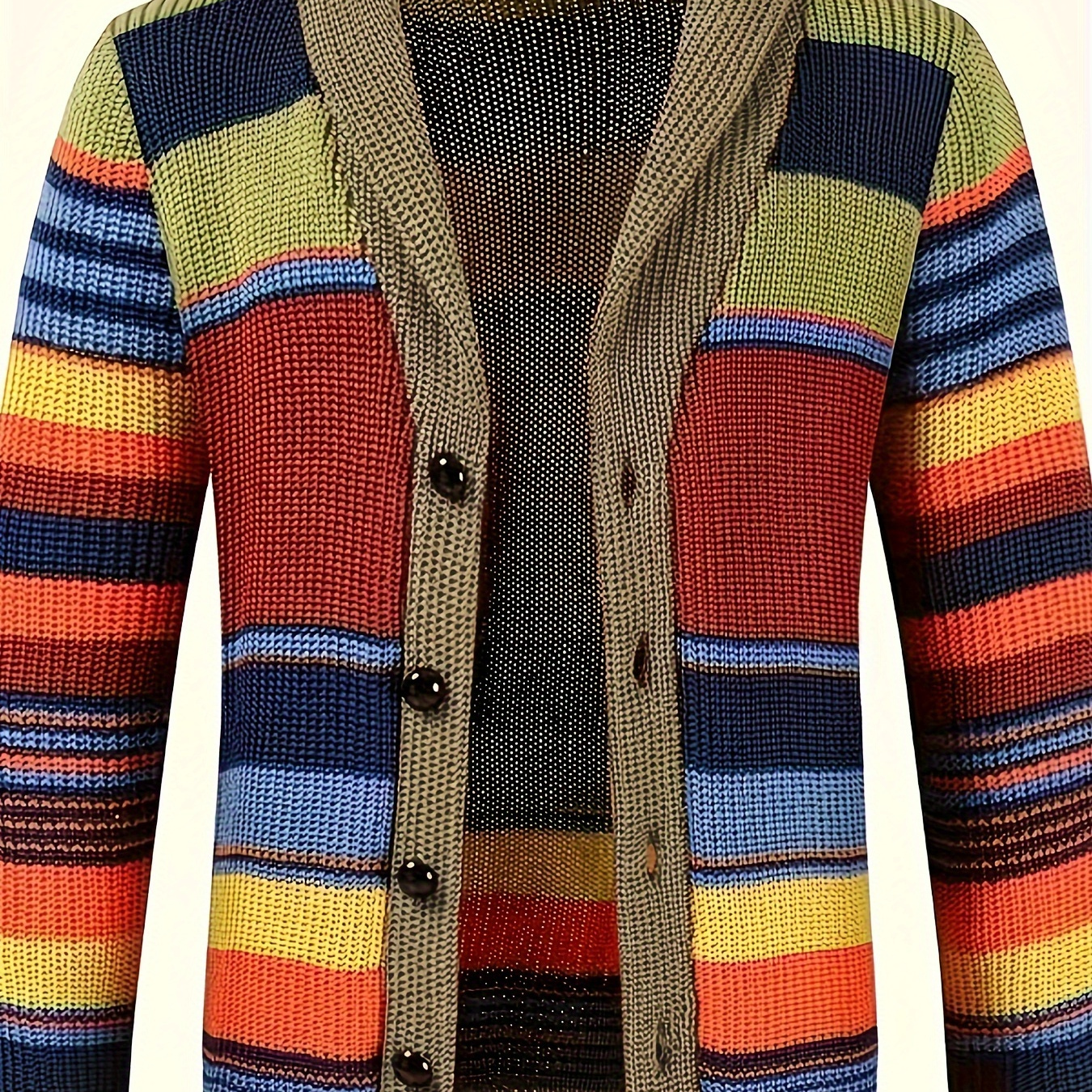 

Plus Size Men's Color Knit Cardigan Sweater For Winter