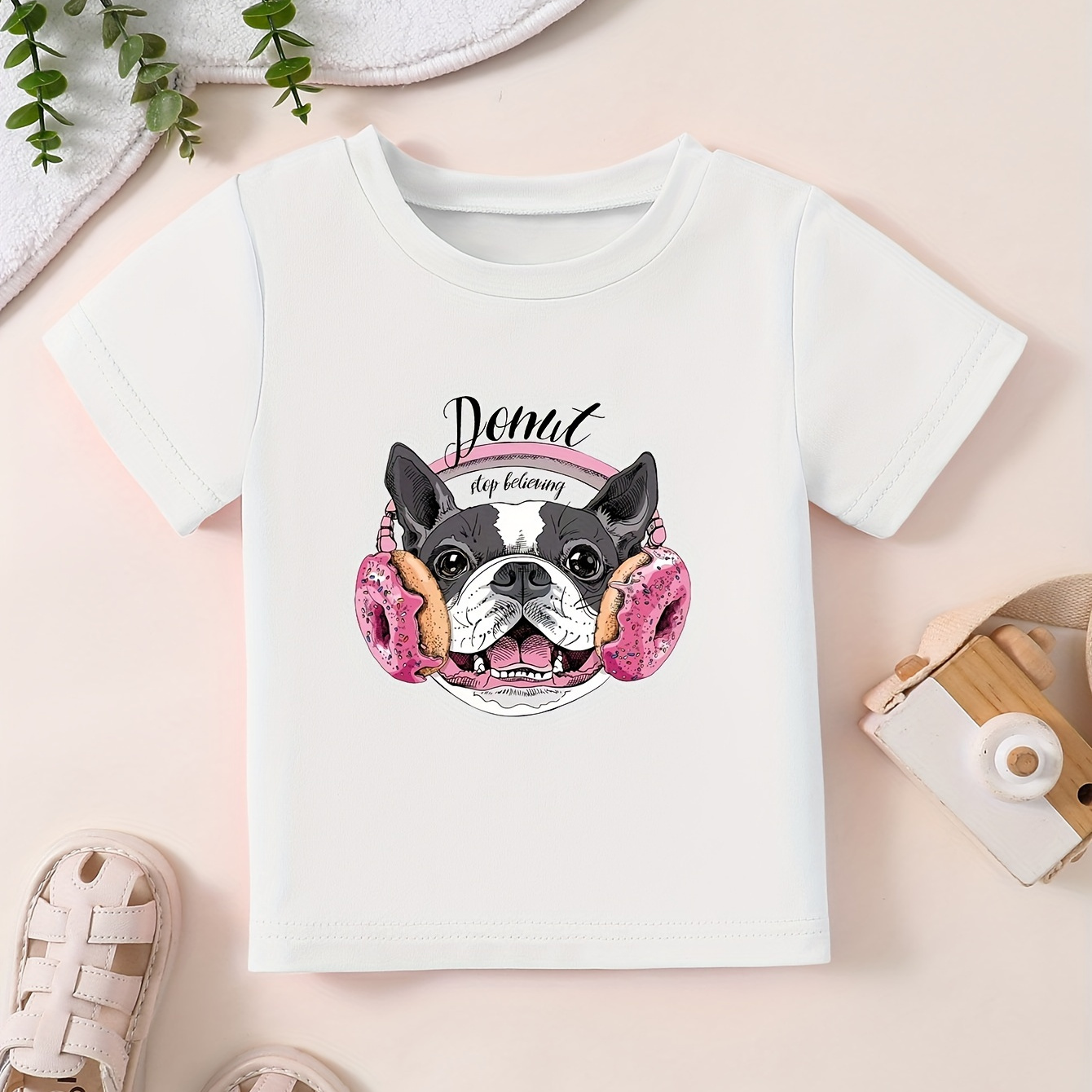 

Cute Dog Print, Girls Graphic Design Crew Neck T-shirt, Casual Comfy Tees Tshirts For Summer