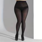 Plus Size Casual Stockings, Women's Plus Solid Semi Sheer High Rise Thin Pantyhose