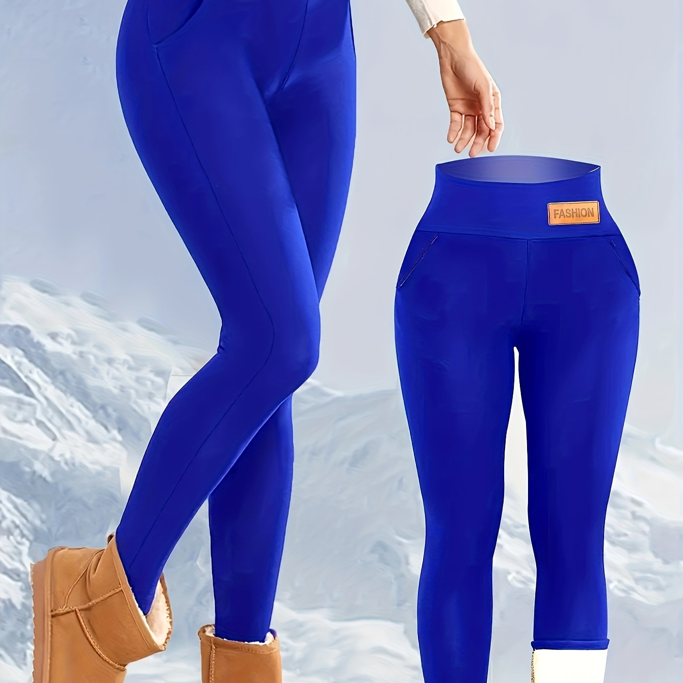 

Leggings thermiques doublées de peluche, taille haute décontractée, collants chauds et élastiques pour et l'hiver, vêtements pour femmes