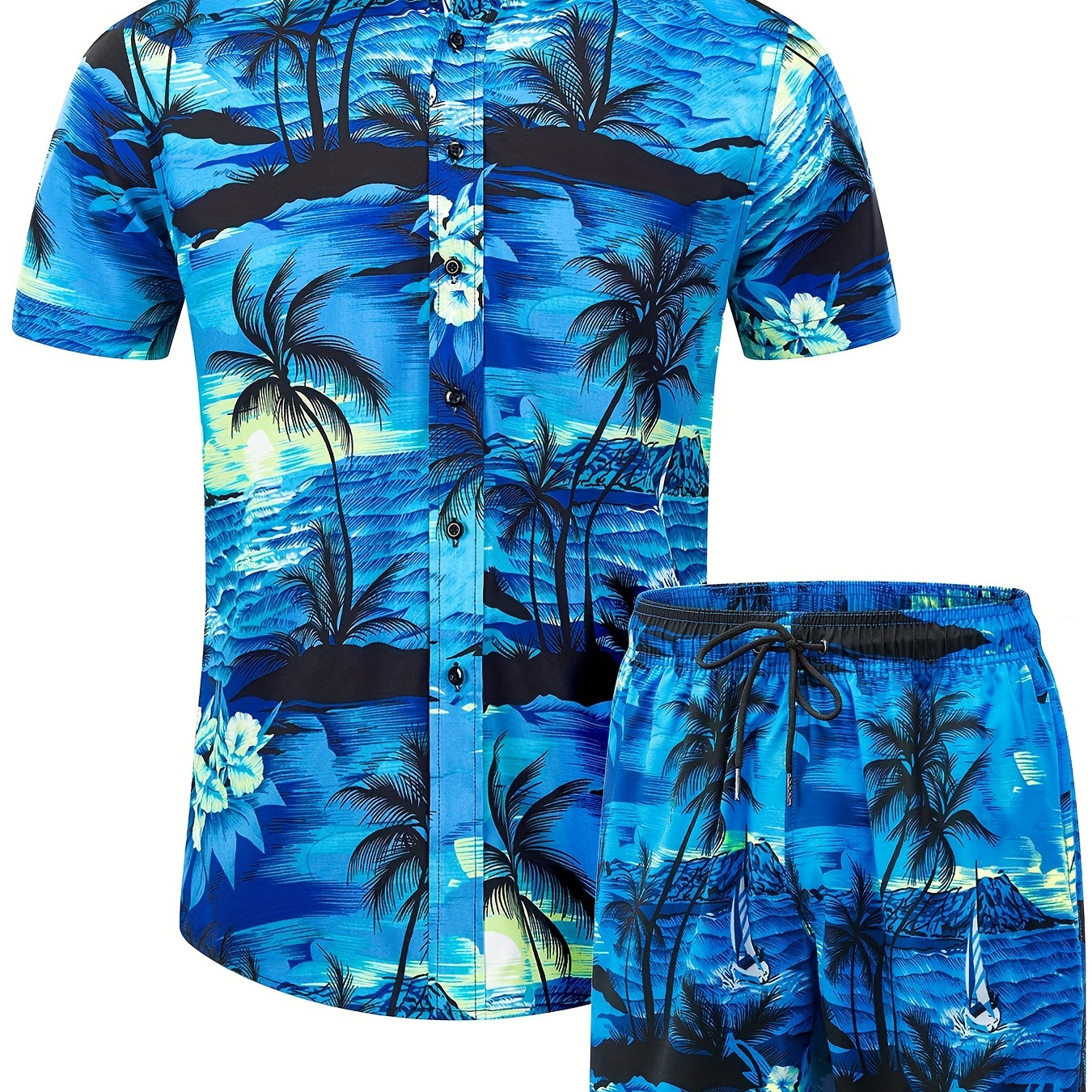 

Men's Hawaiian Shirts And Shorts Set 2 Pieces Button Down Short Sleeve Beach Vacation Outfits
