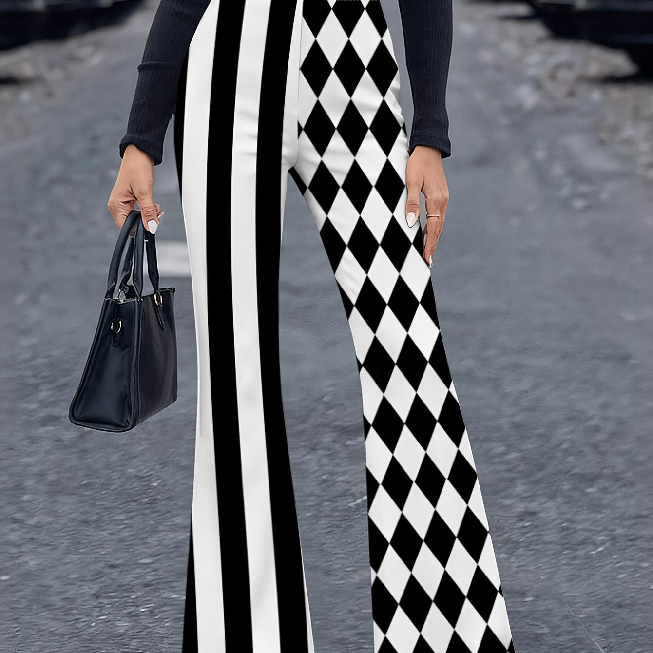 Pattern Flared Pants Ladies