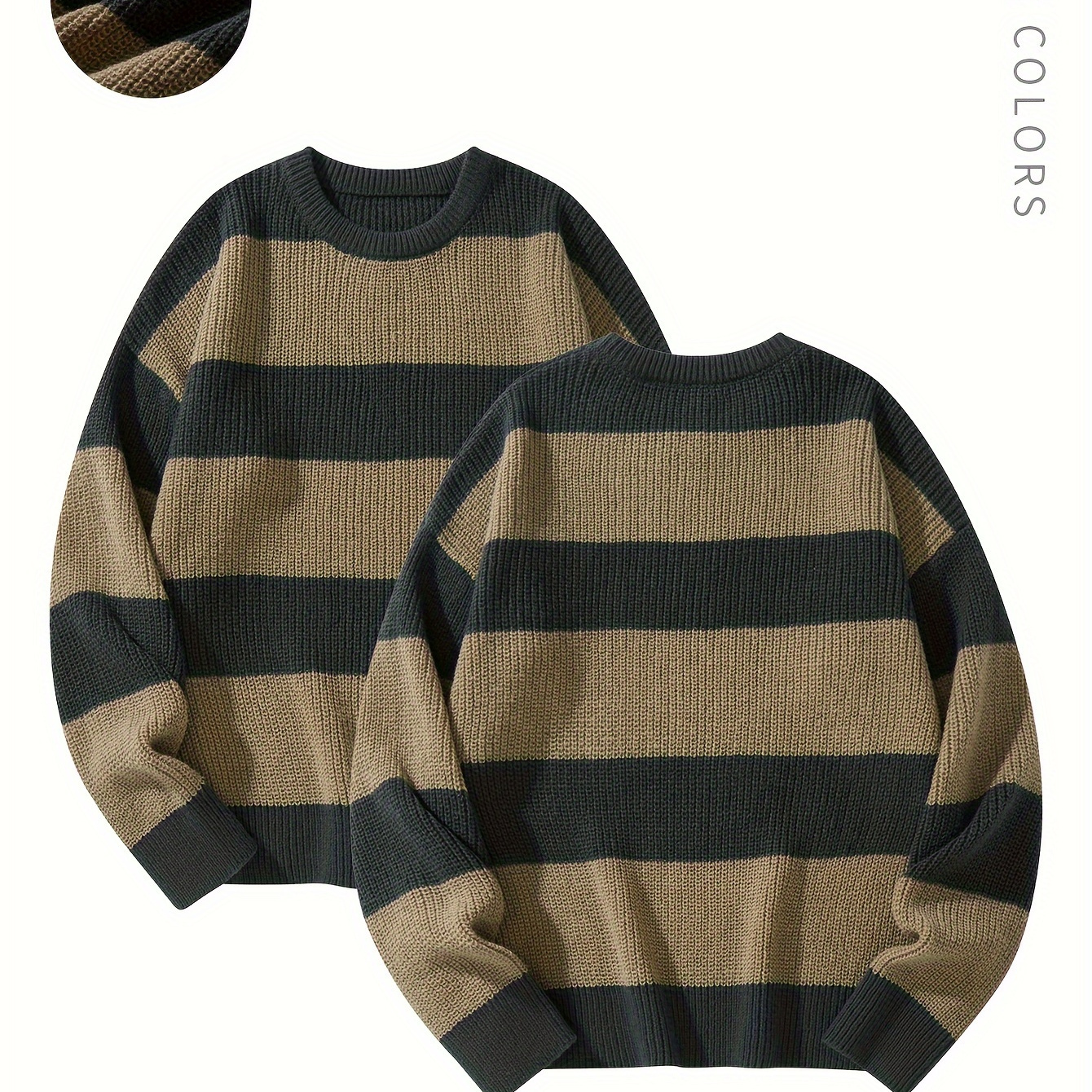 

Trendy Men's Color Block Knitted Sweater - Warm And Comfortable Loose Pullover For Stylish Men