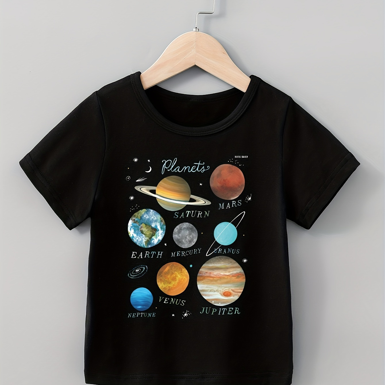 

Universe Planet Print Boys Creative T-shirt, Casual Lightweight Comfy Short Sleeve Tee Tops, Boys Clothes For Summer