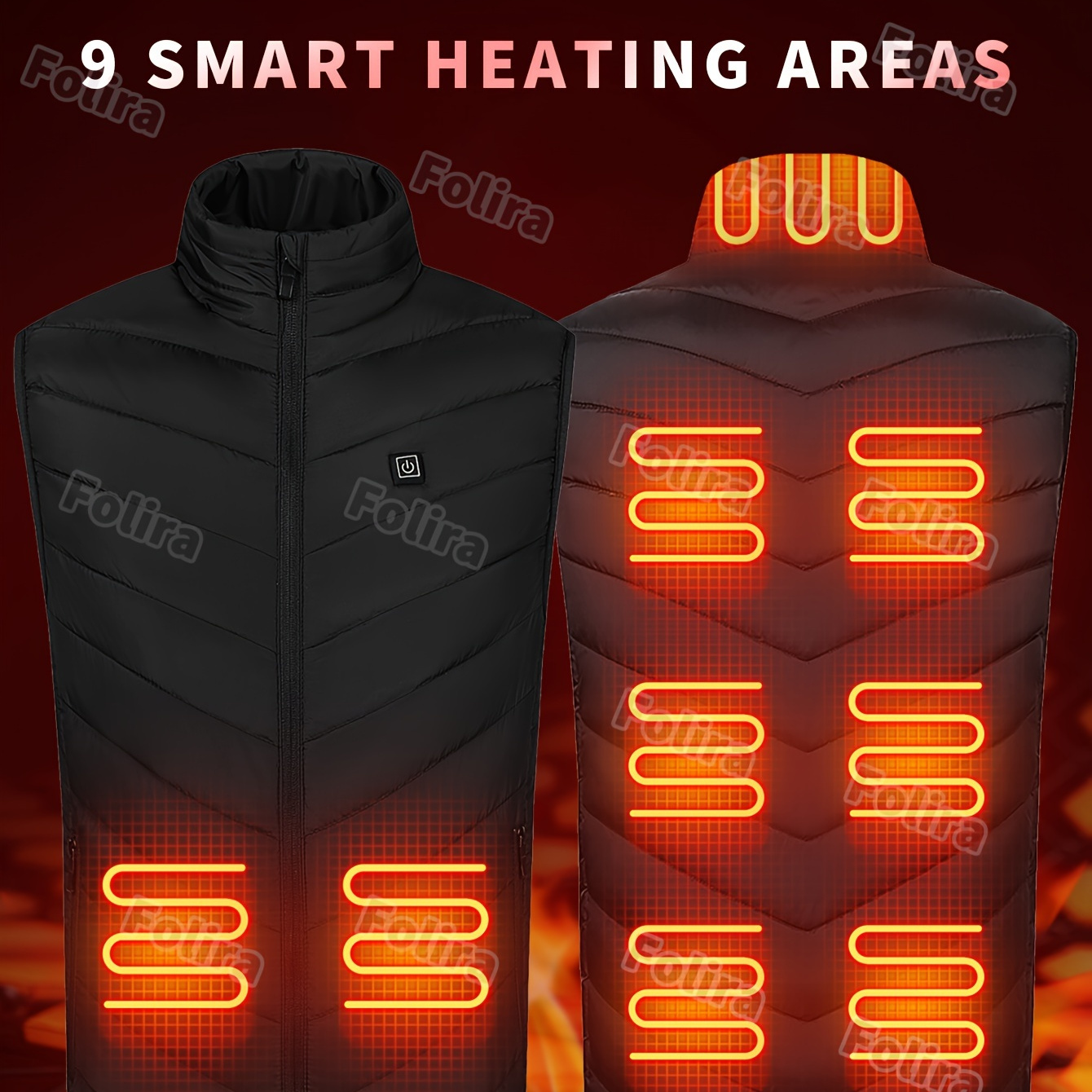 

Men's Heating Vest, 9 Heating Zones, Usb Interface Electric Heating Vest, Vest, Warm And Cold Protection, Does Not Power Bank