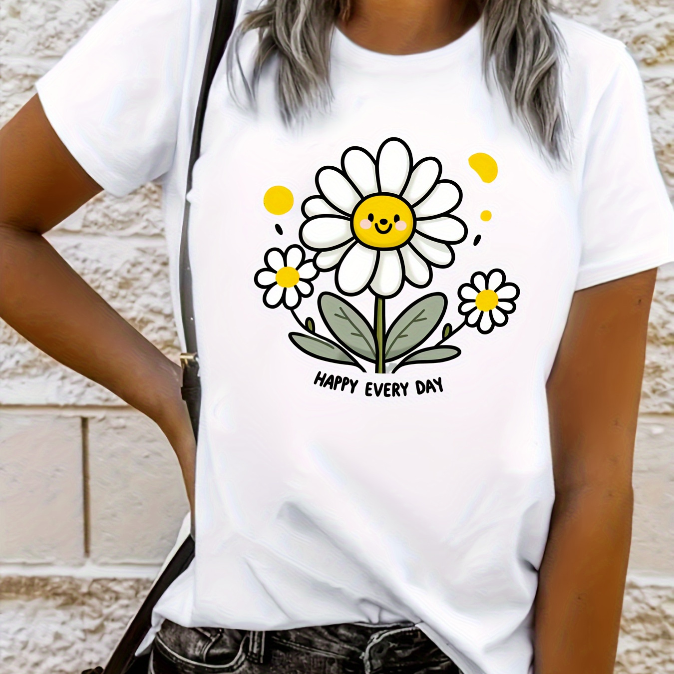 

Graphic Print T-shirt, Short Sleeve Crew Neck Casual Top For Summer & Spring, Women's Clothing