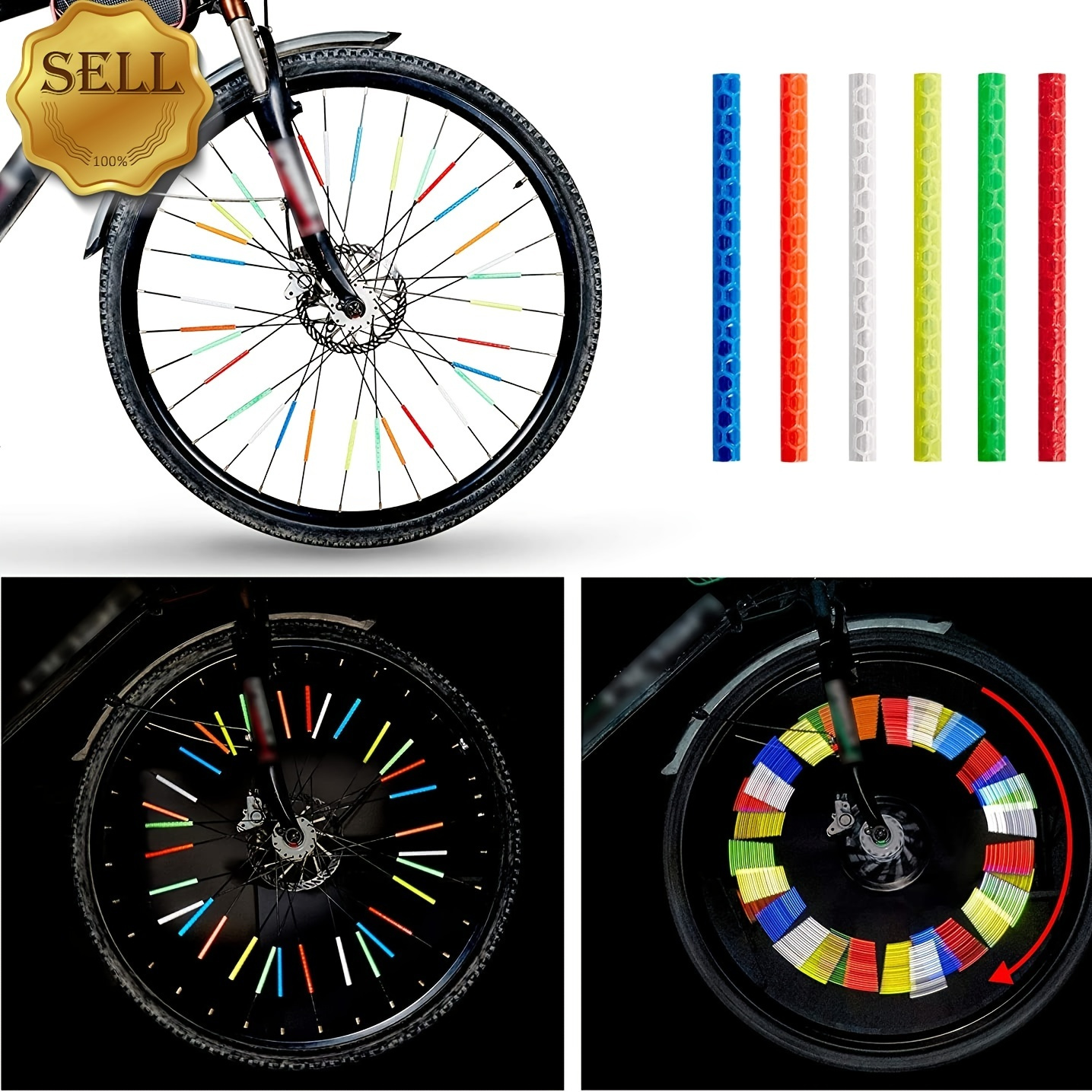 COOLHUBCAPS Glow Spokes Made with 3M Reflective Paint Fits Standard Bicycle  Spokes