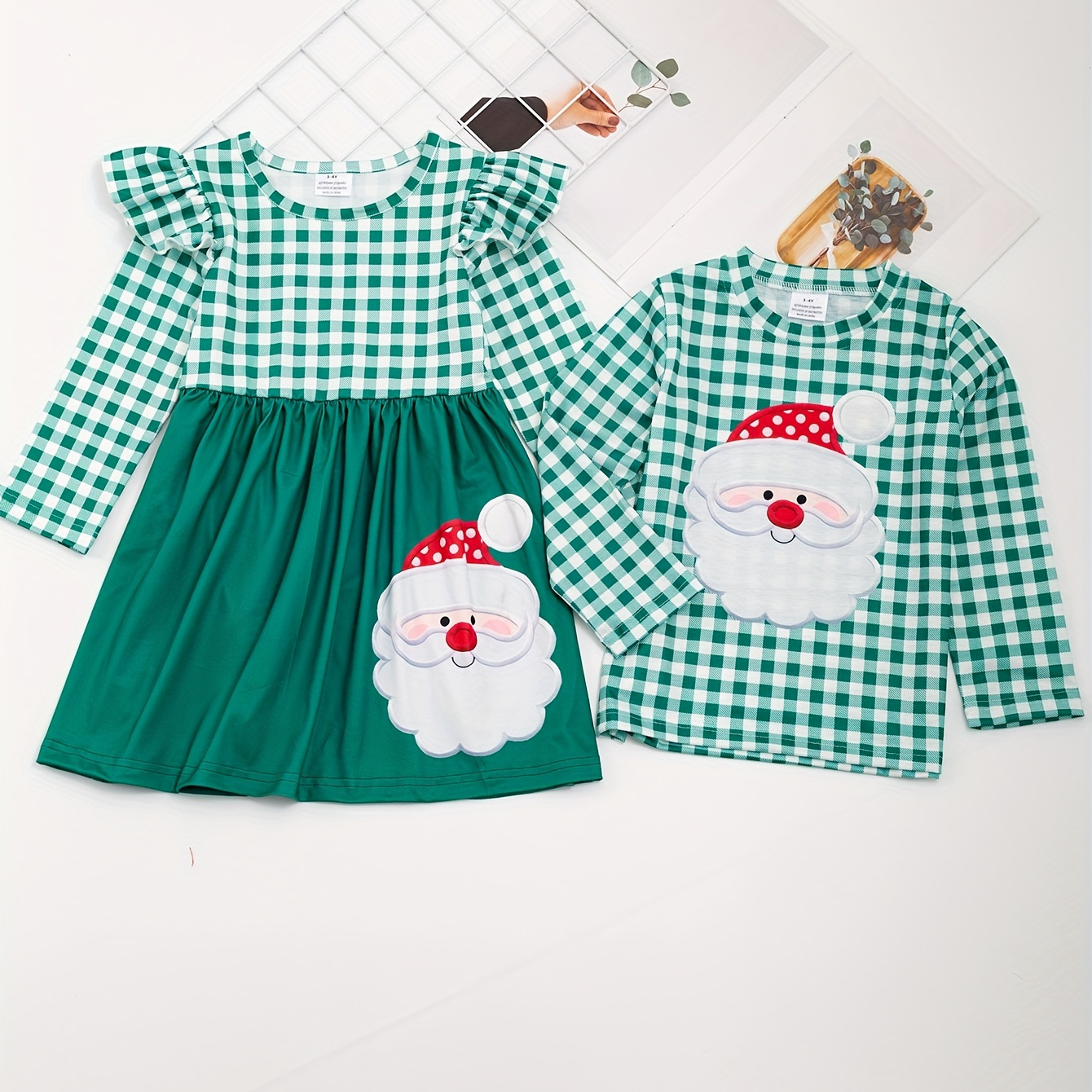 

1pc (not 2pcs, Please Purchase Boy's Or Girl's Clothing Separately) Sister And Brother Matching Plaid Dress Or Long Sleeve Top, Kid Boy's & Girl's Christmas Family Activities
