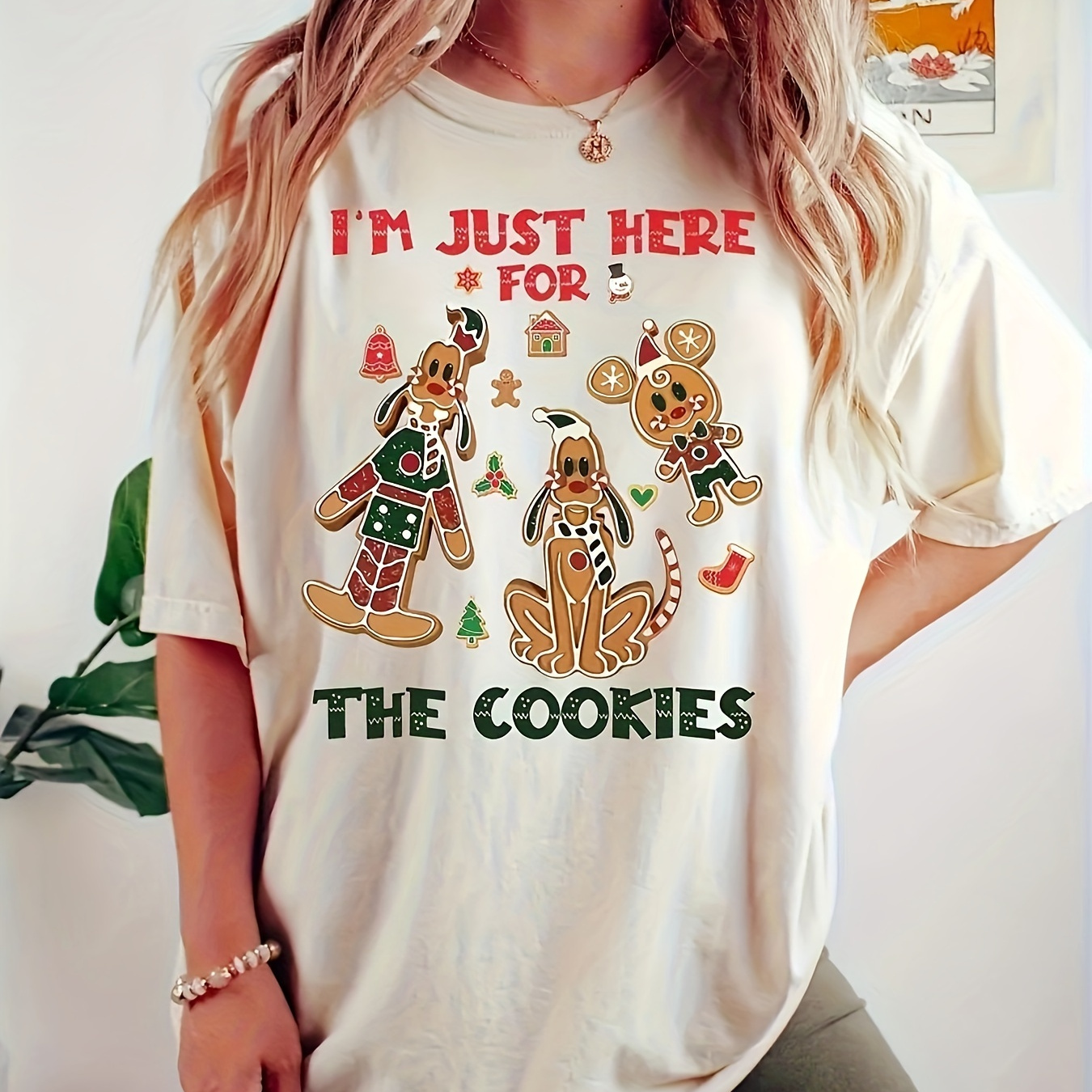 

1pc Women's Christmas Graphic Tee, Round , Regular Length, Polyester , T-