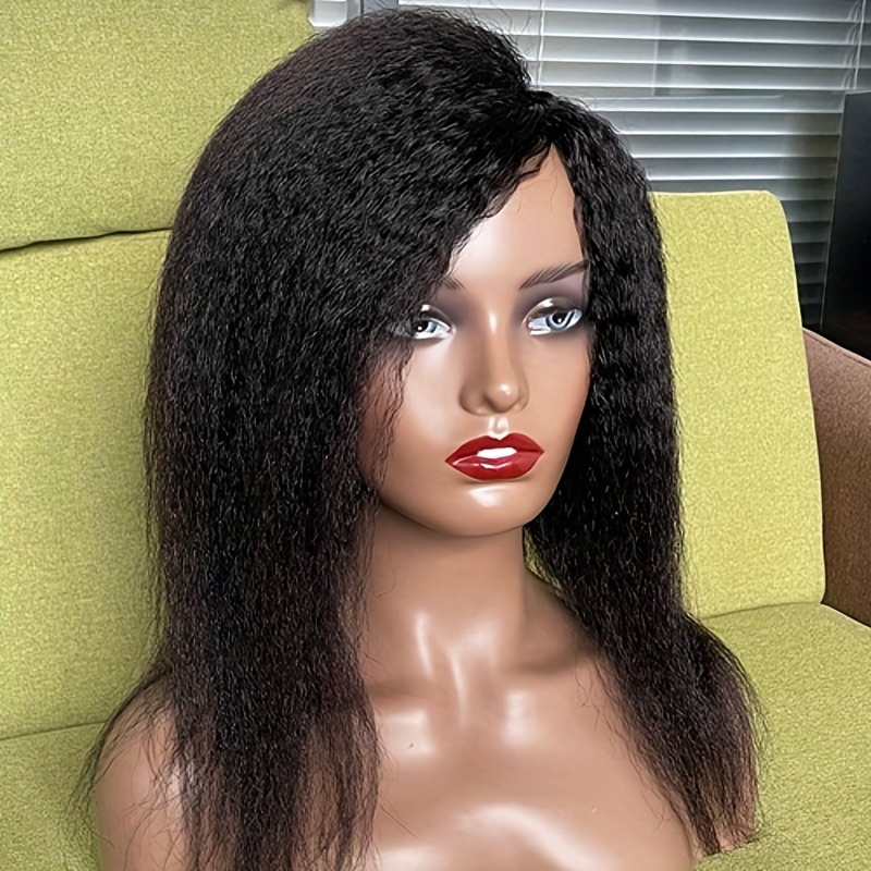 

Yaki Straight Hair Wigs Full Machine Made Wigs 100% Real Human Hair Wigs 150% Density Remy Hair No Glue Hair Wigs For Women Easy To Wear