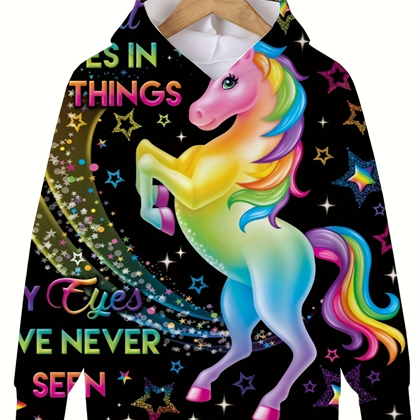 Trendy Kids Unicorn Graphic Long Sleeve Hooded Sweatshirt Boys & Girls