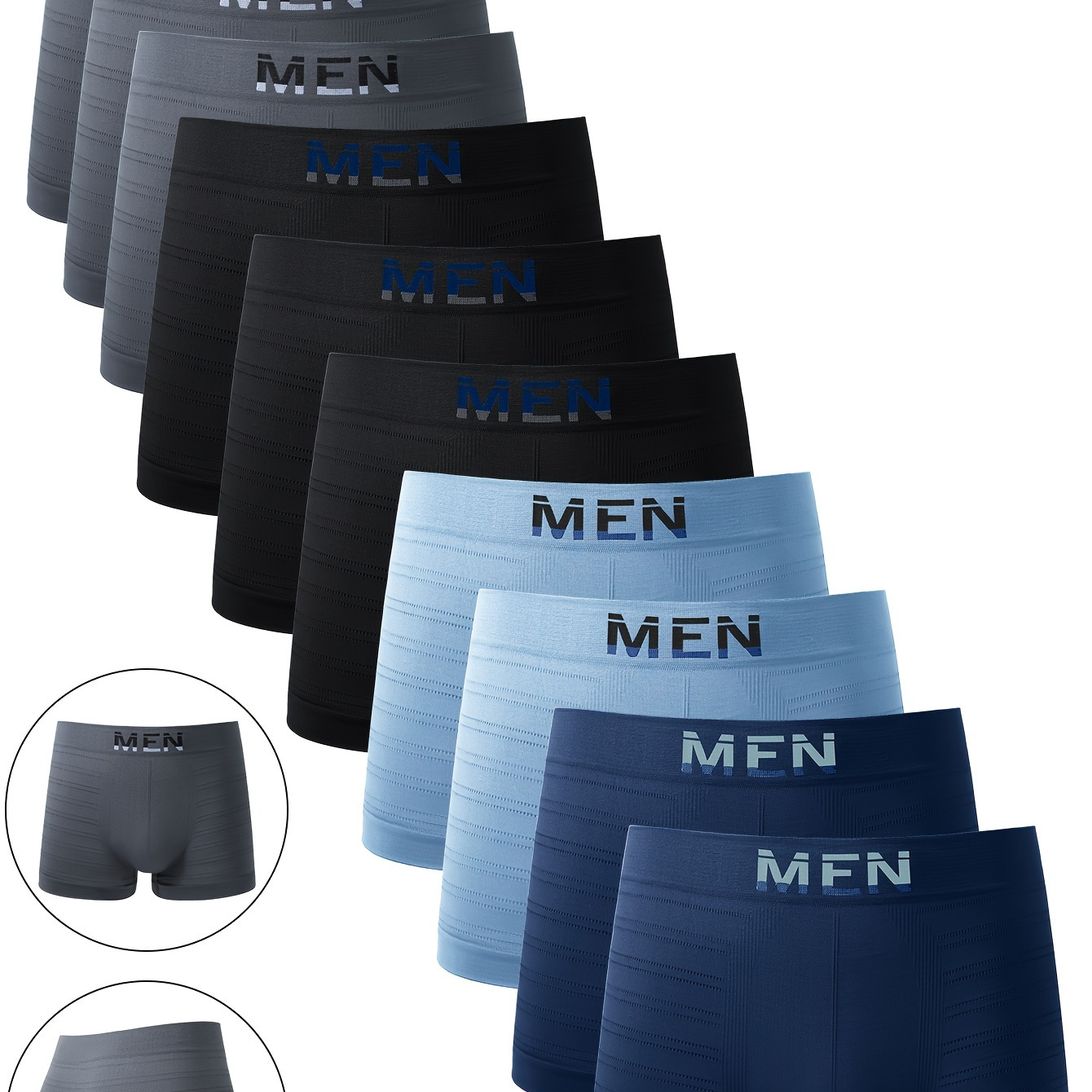 

Lot de 10 boxers pour hommes - Couleur unie, mélange polyester et élasthanne, haute élasticité, tissu tricoté, sous-vêtements confortables