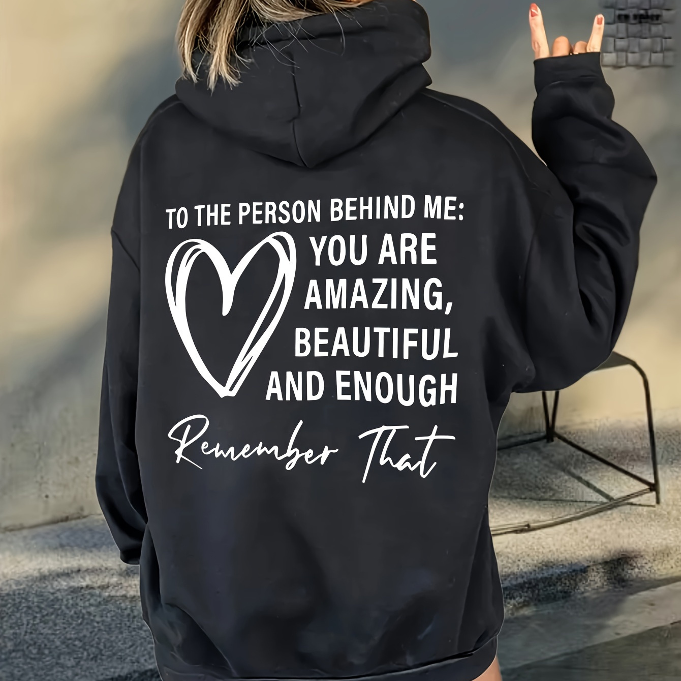 

. Letter Print Kangaroo Pocket Hoodie, Casual Long Sleeve Drawstring Hoodie, Women's Clothing