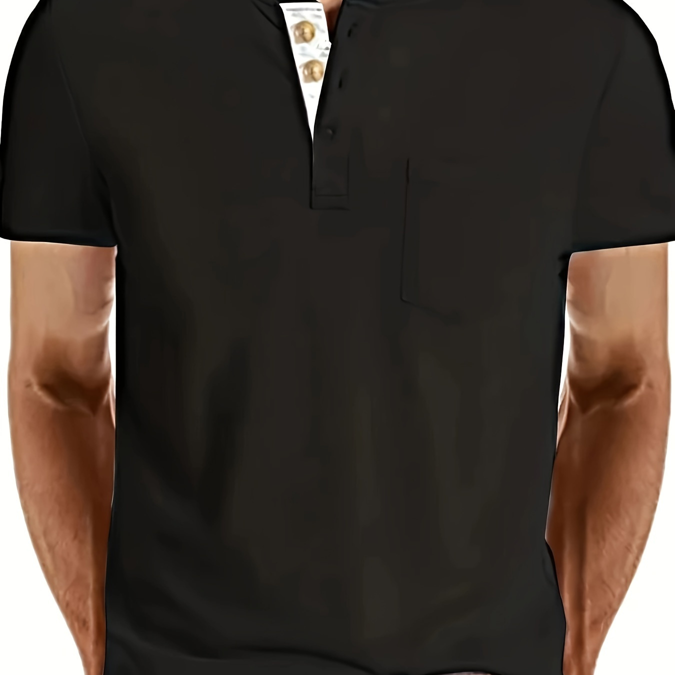 

Men's Stylish Chest Pocket Henley Tee - A Must-have Casual Slim Short Sleeve T-shirt For Summer!