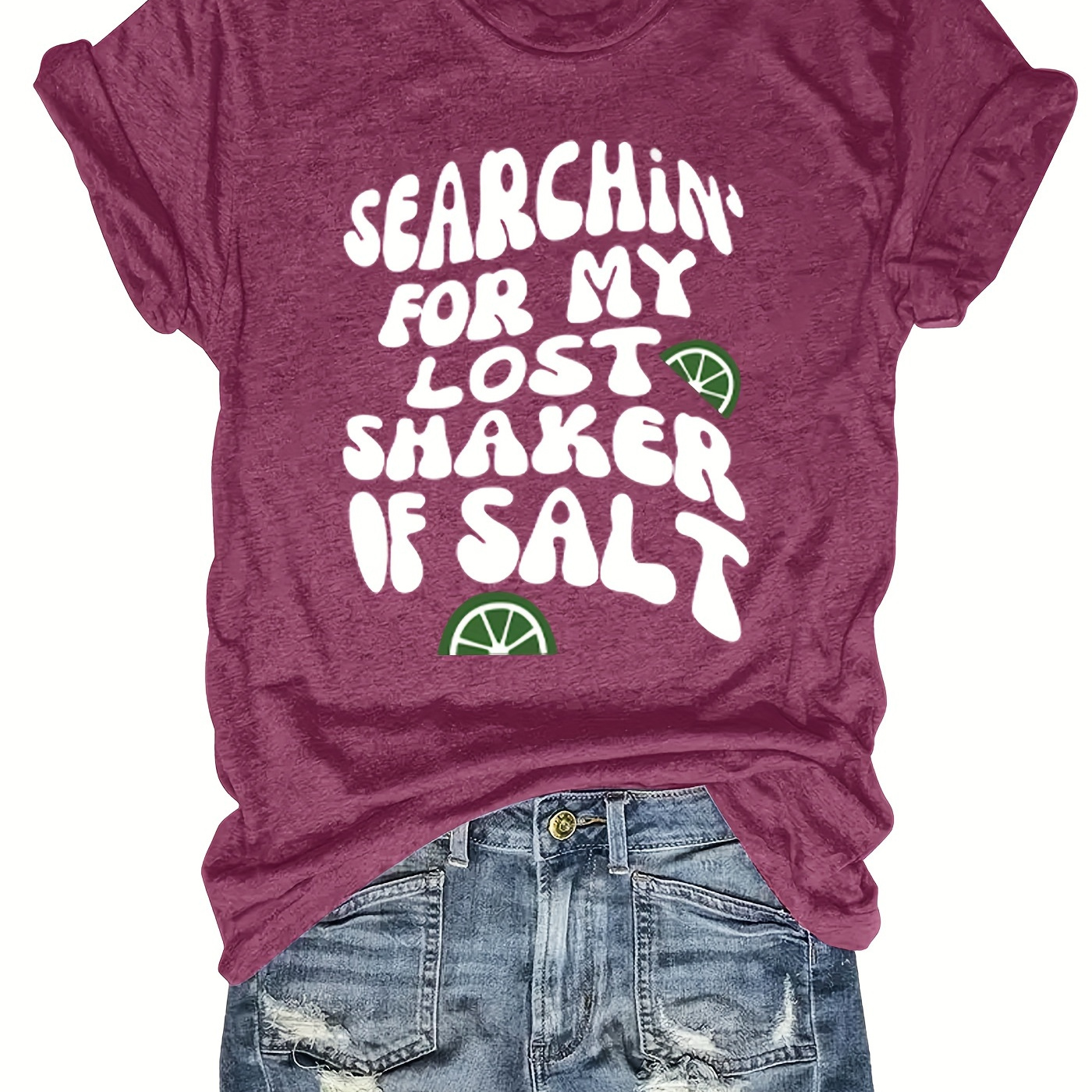 

Letter Print Crew Neck T-shirt, Casual Short Sleeve Top For Spring & Summer, Women's Clothing