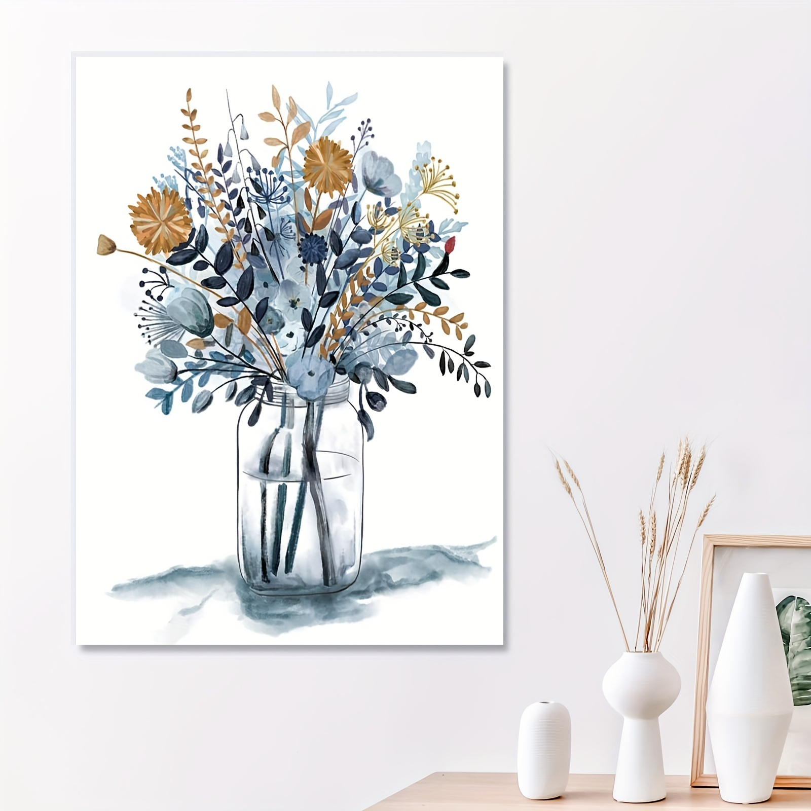 Blue Gucci In Lílium Flowers Canvas Art Print by Art Mirano