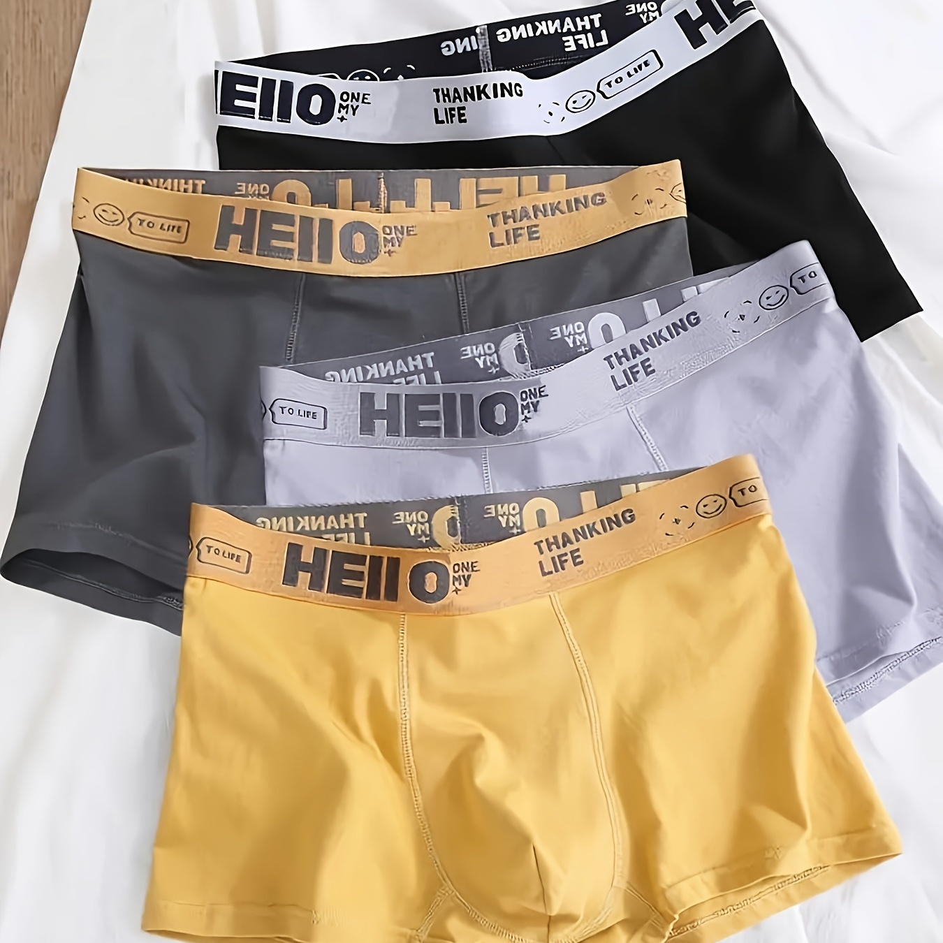 

Set Of 4 Men's Underwear, Trendy Boxer Shorts For Men, Breathable And Comfortable, Stylish And Fashionable Underwear.