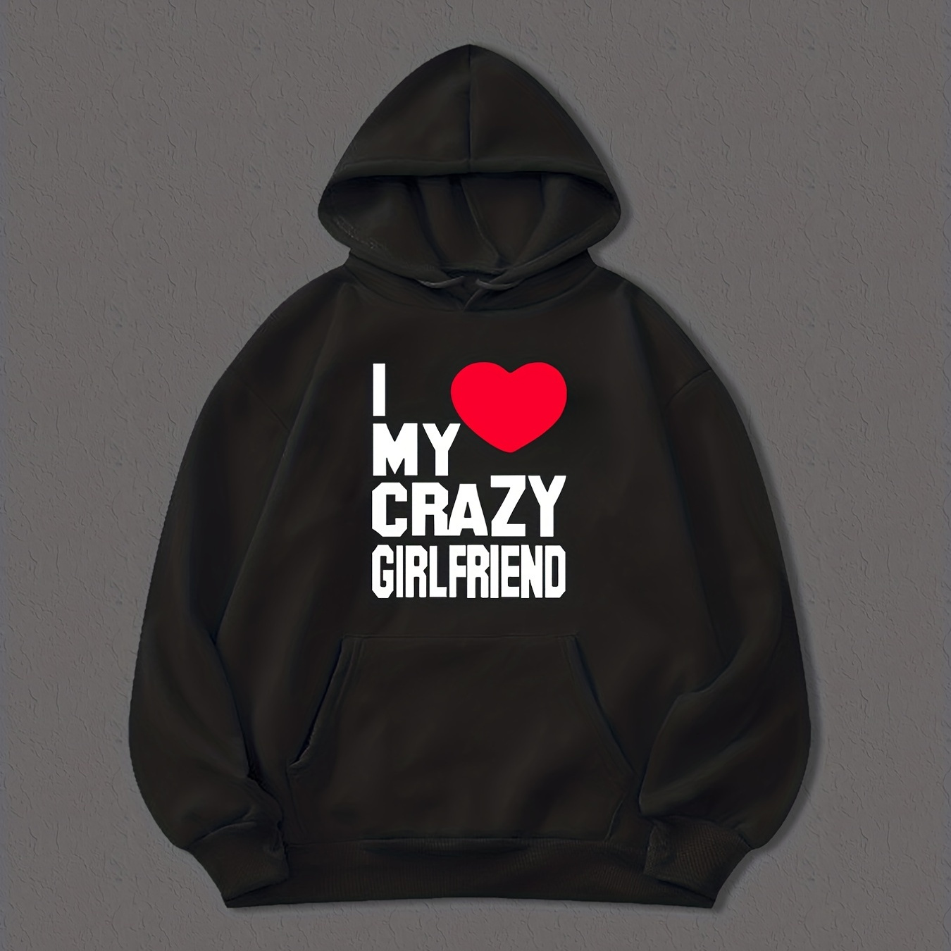 

Funny I Love My Girlfriend Print Hoodie, Cool Hoodies For Men, Men's Casual Graphic Design Pullover Hooded Sweatshirt With Kangaroo Pocket Streetwear For Winter Fall, As Gifts